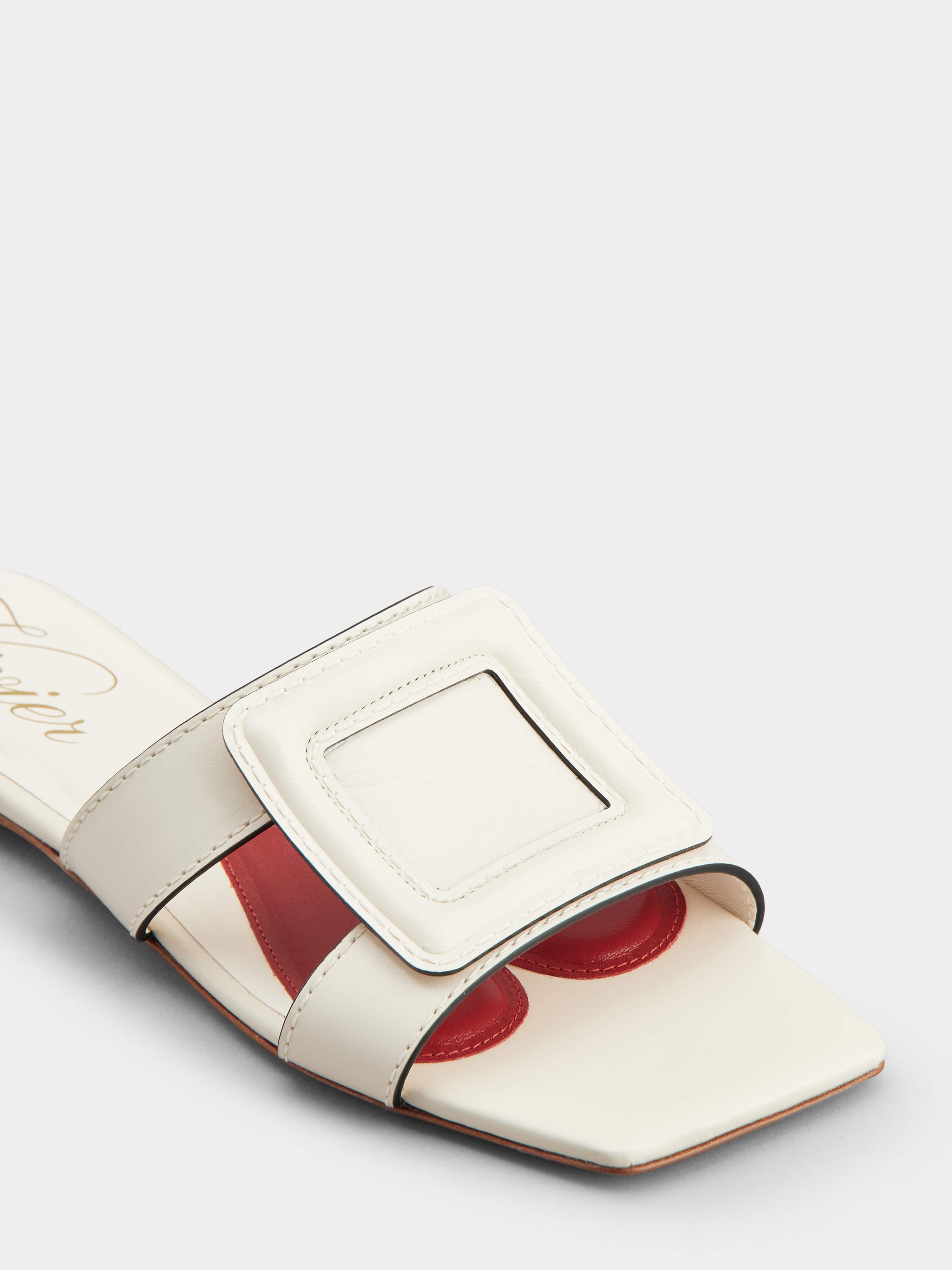 Stitching Buckle Mules in Leather - 3