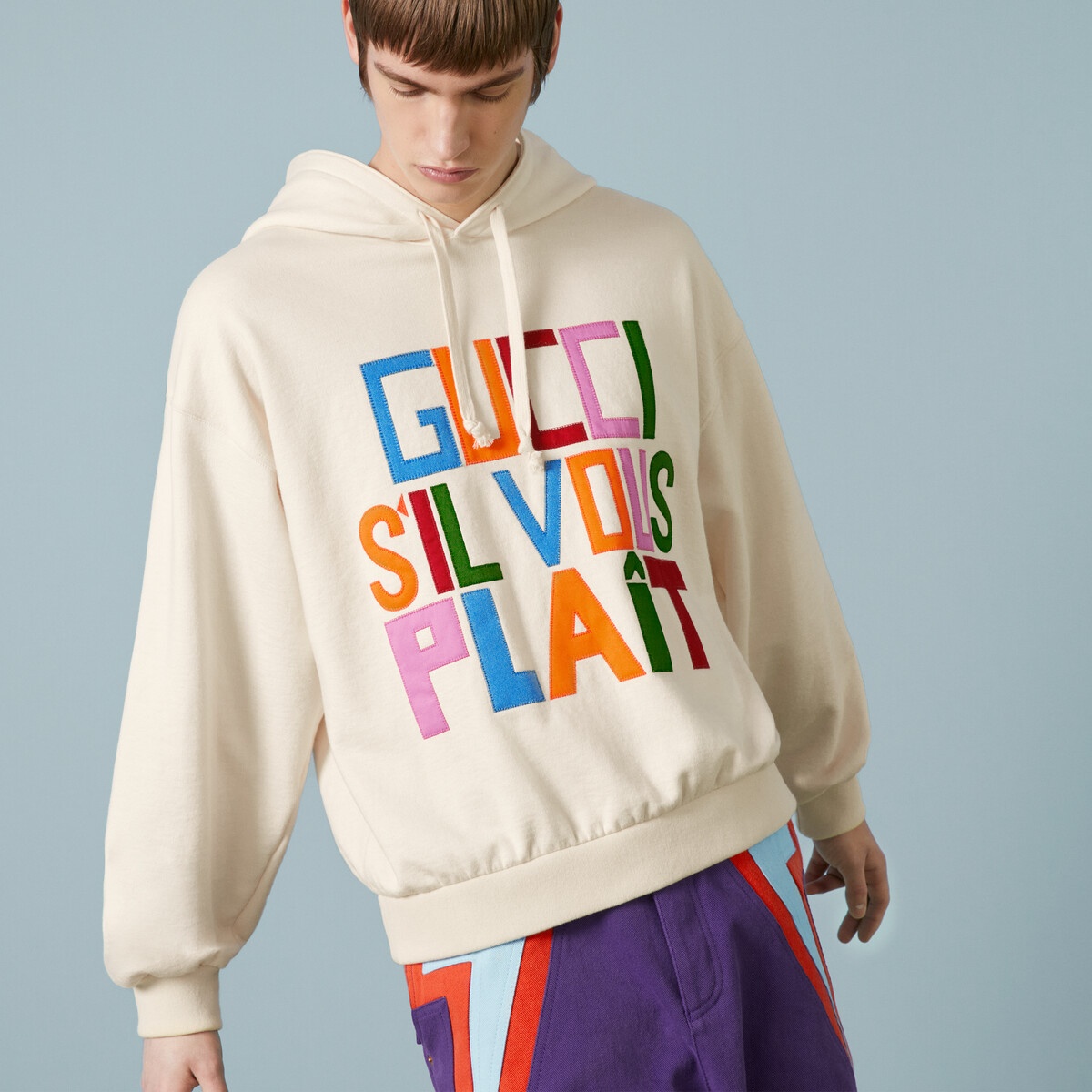 Felted cotton sweatshirt with patch - 3