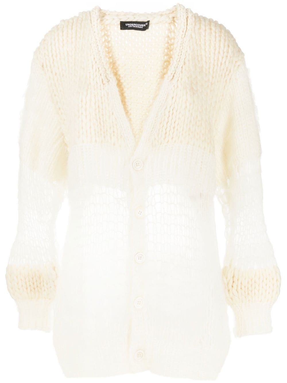 contrasting chunky knit cardigan - 1