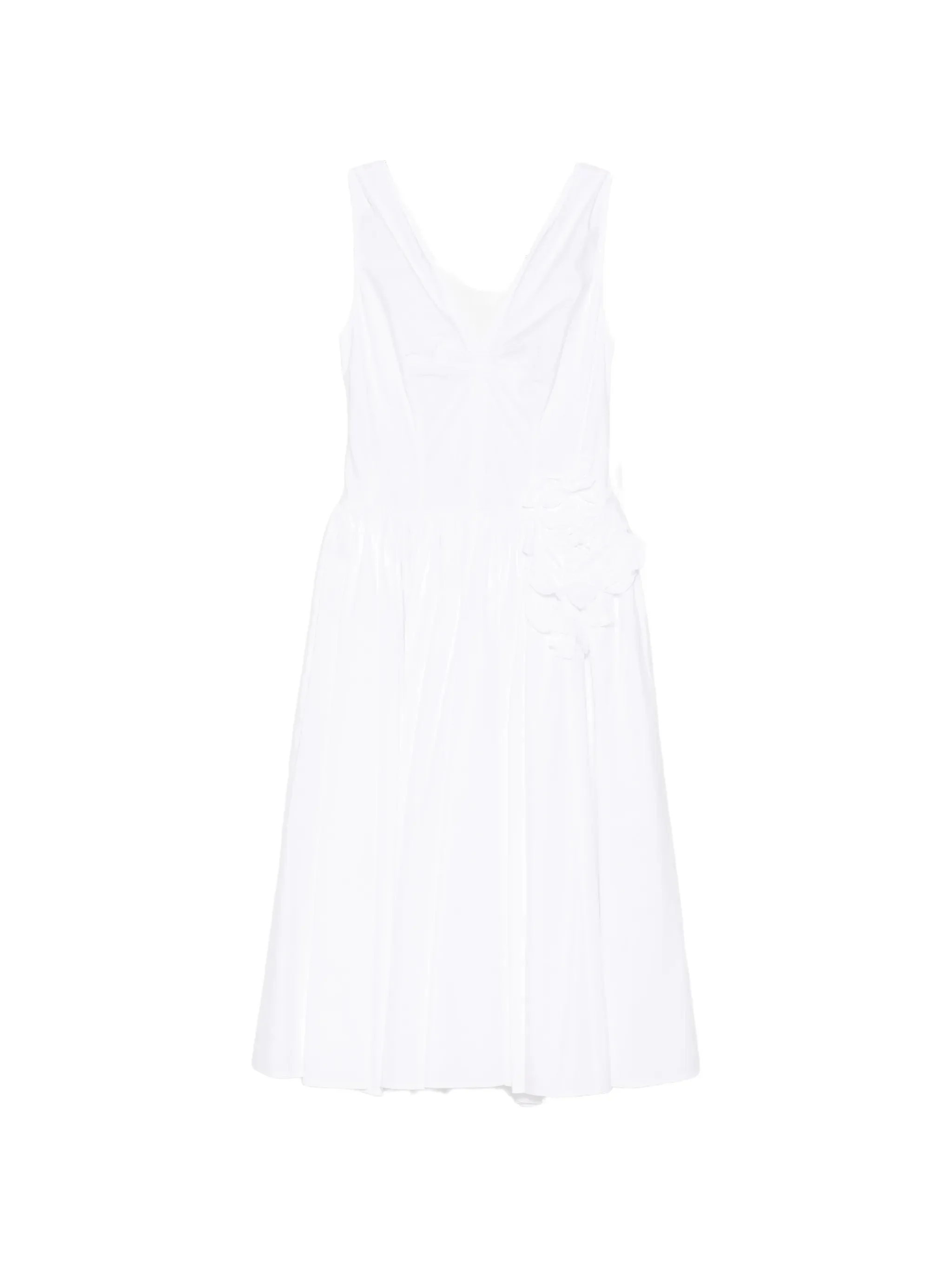 V-neck flower-appliqué midi dress - 1