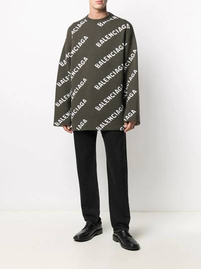 BALENCIAGA logo intarsia-knit jumper outlook