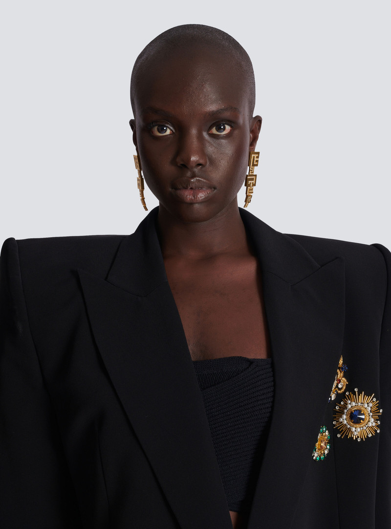 Balmain 3D PB pendant earrings with crystals outlook