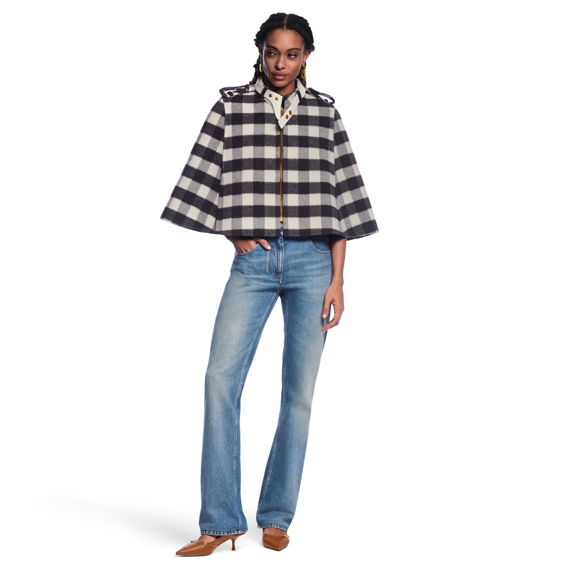 Double Face Check Cape - 6