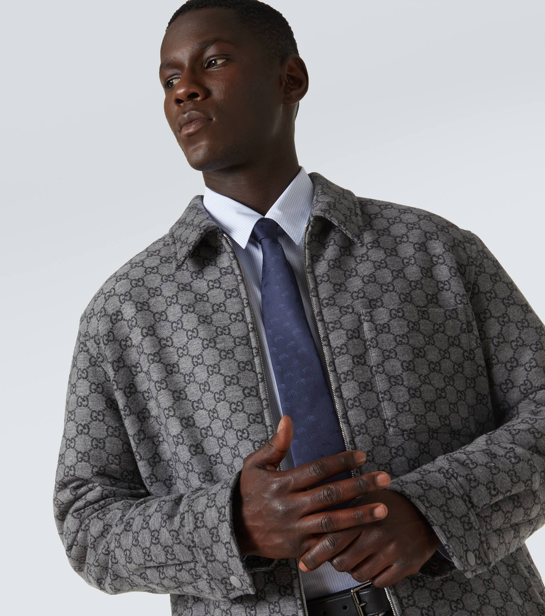 Embroidered logo silk jacquard tie - 3