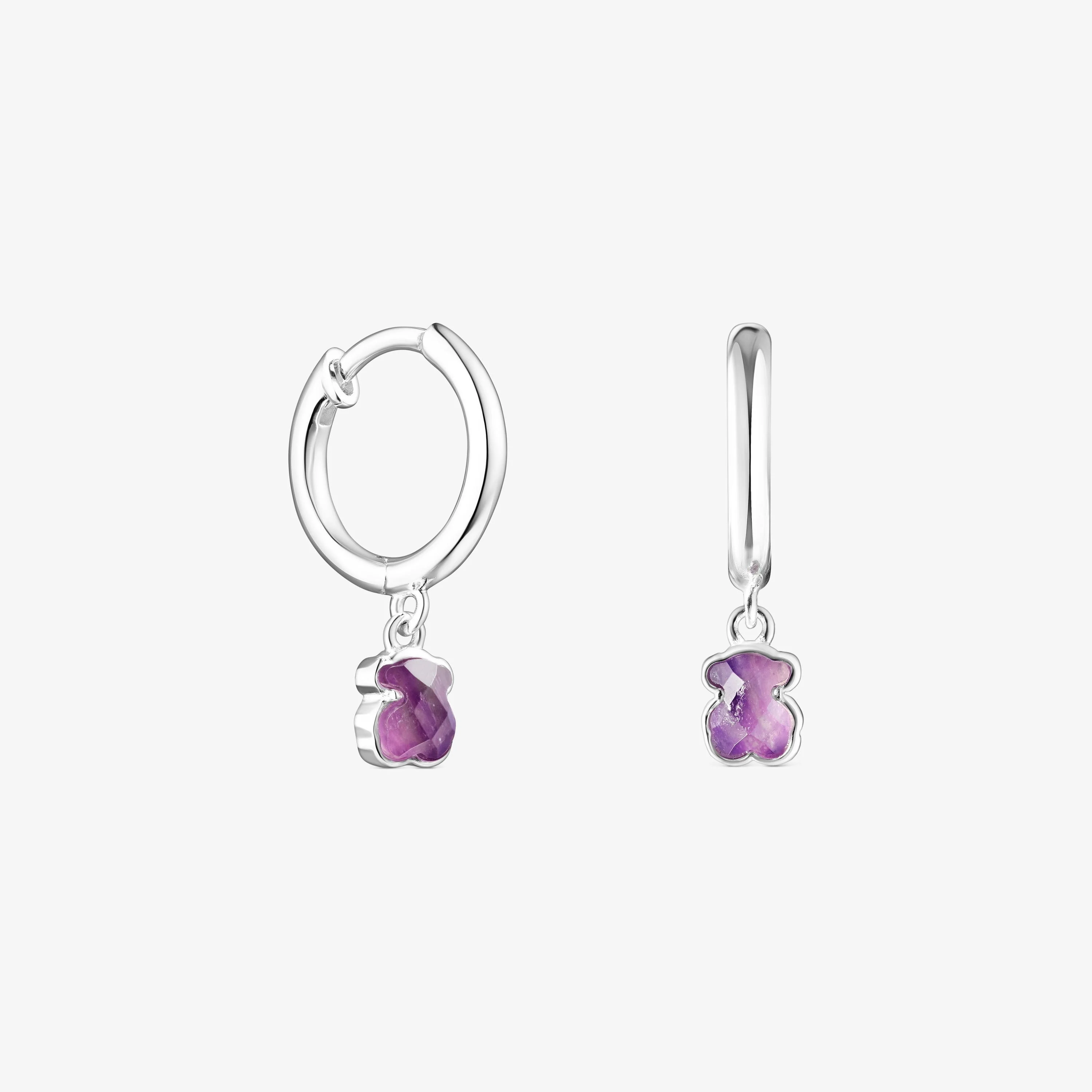 Silver and Amethyst Cool Color Earrings - 1