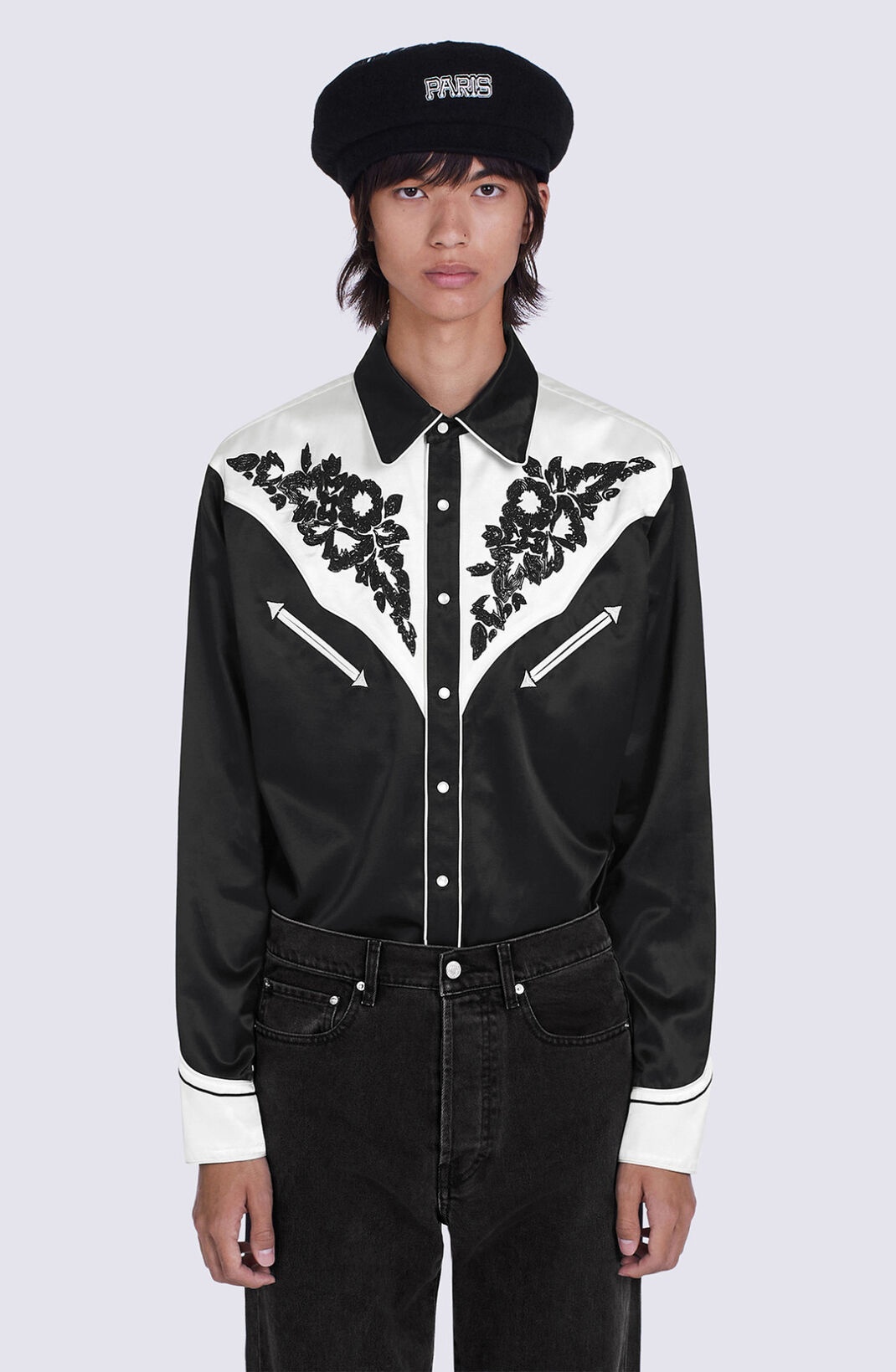 'Western Flower' casual satin shirt - 5