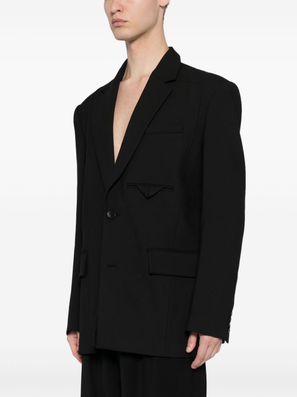 peak-lapel single-breasted blazer - 4