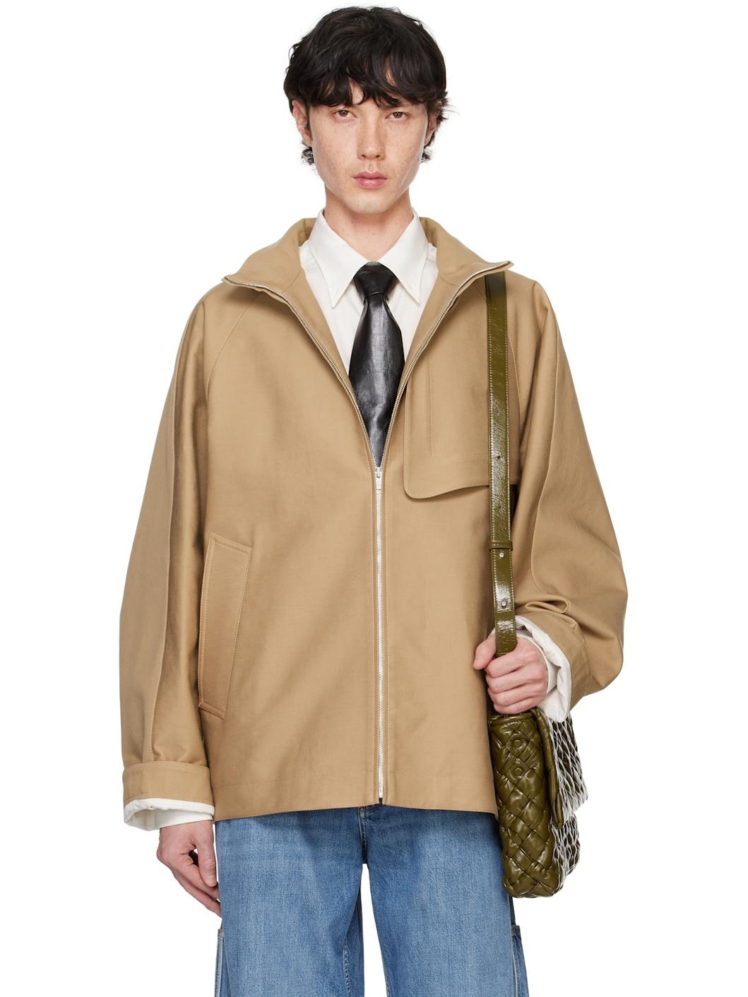 Beige Heavy Cotton Gabardine Jacket - 1