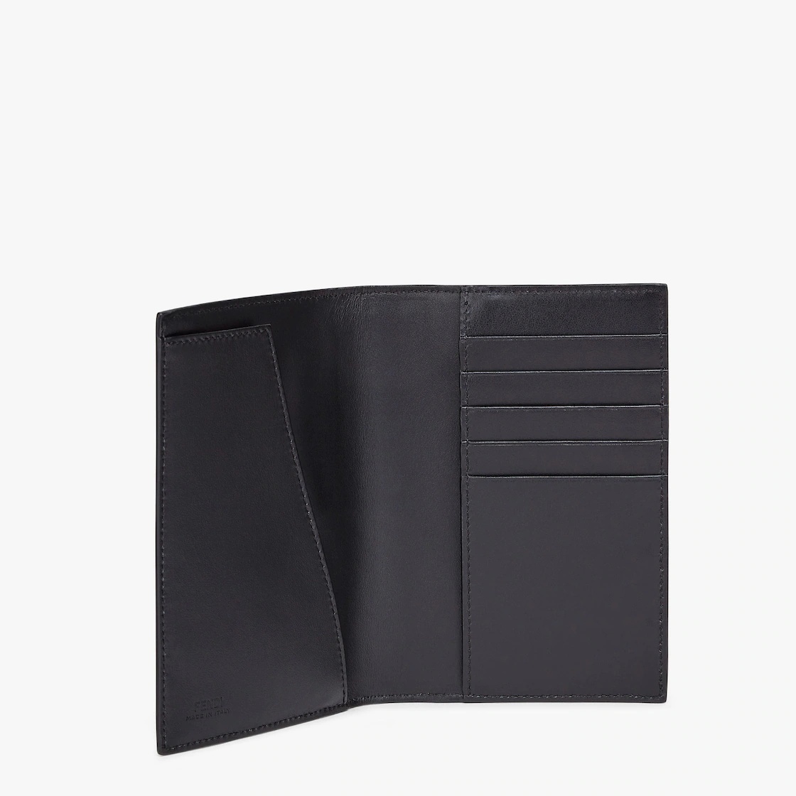 Passport cover or document holder with interior organized in five card slots. Made of gray textured  - 3