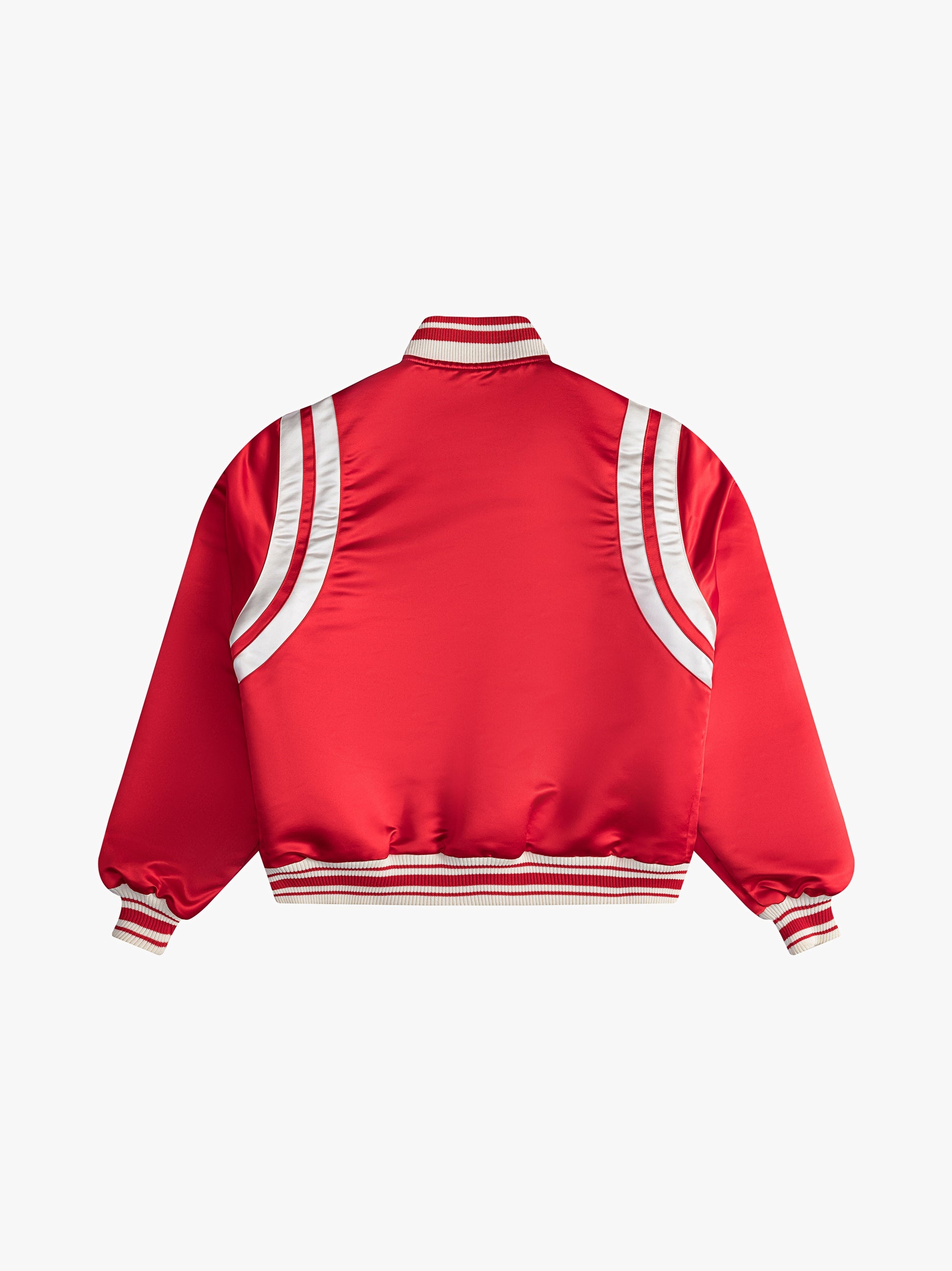 RED SATIN VARSITY JACKET - 2