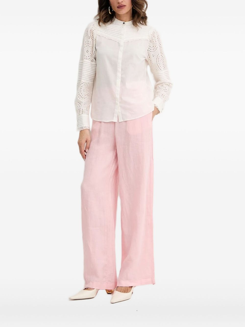 eyelet-pleated blouse - 1