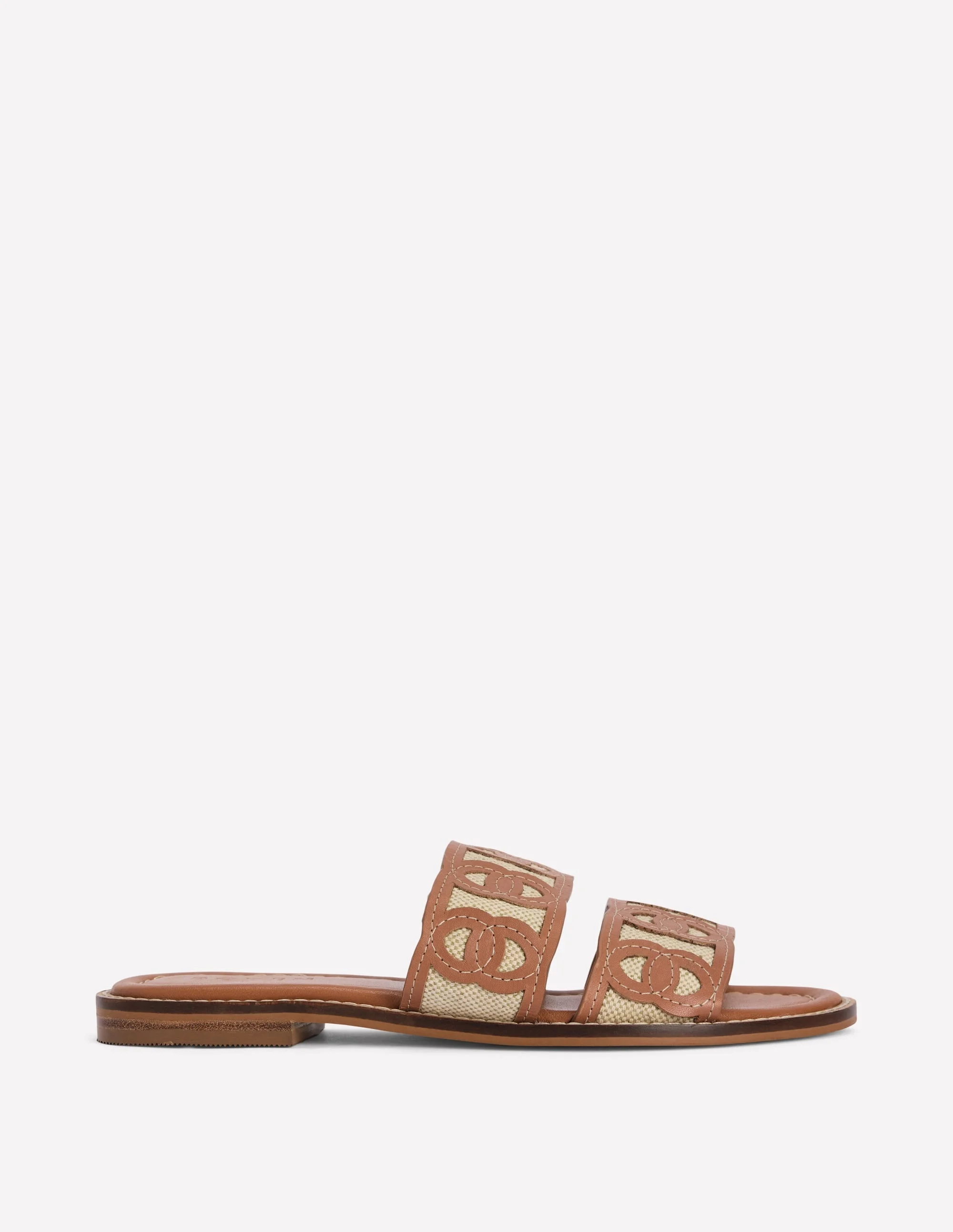 Interlocked Flat Sandal-Tan - 1