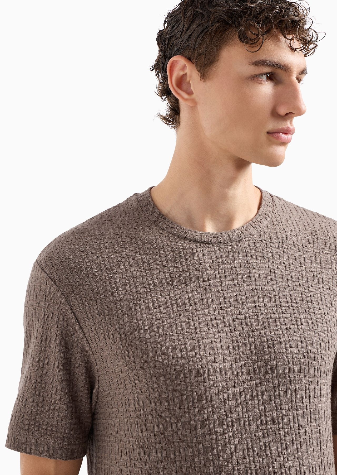 Viscose and cashmere jacquard jersey crew-neck T-shirt - 5