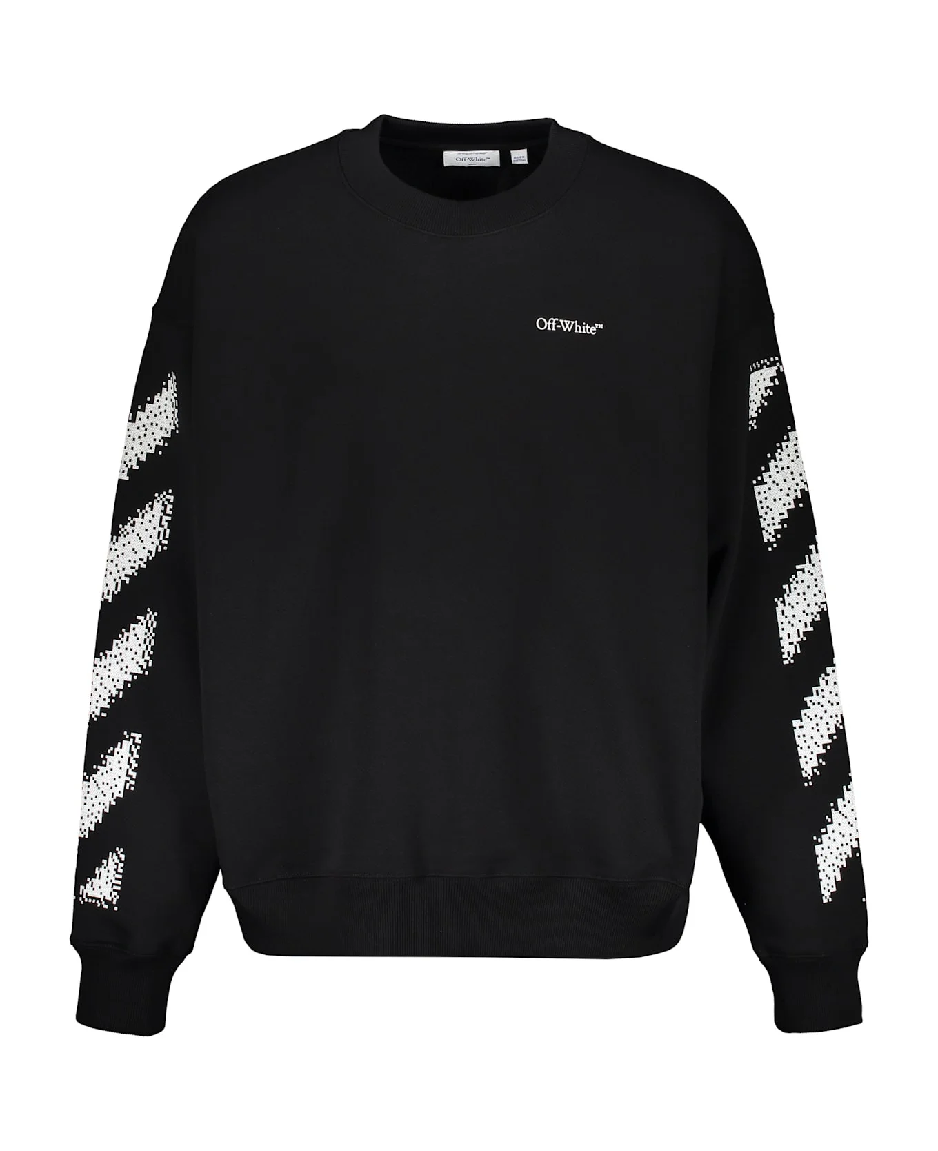 Modern Black Sweatshirt With White Stripes - 1