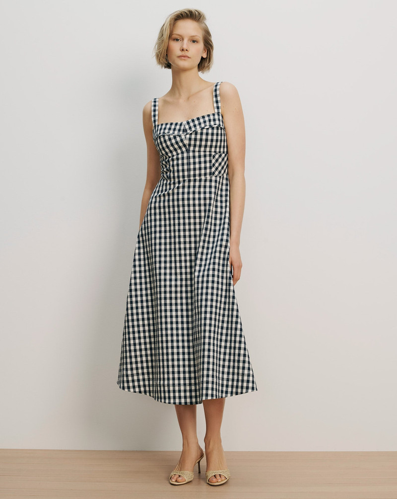 VERONICA BEARD AILA GINGHAM MIDI DRESS outlook
