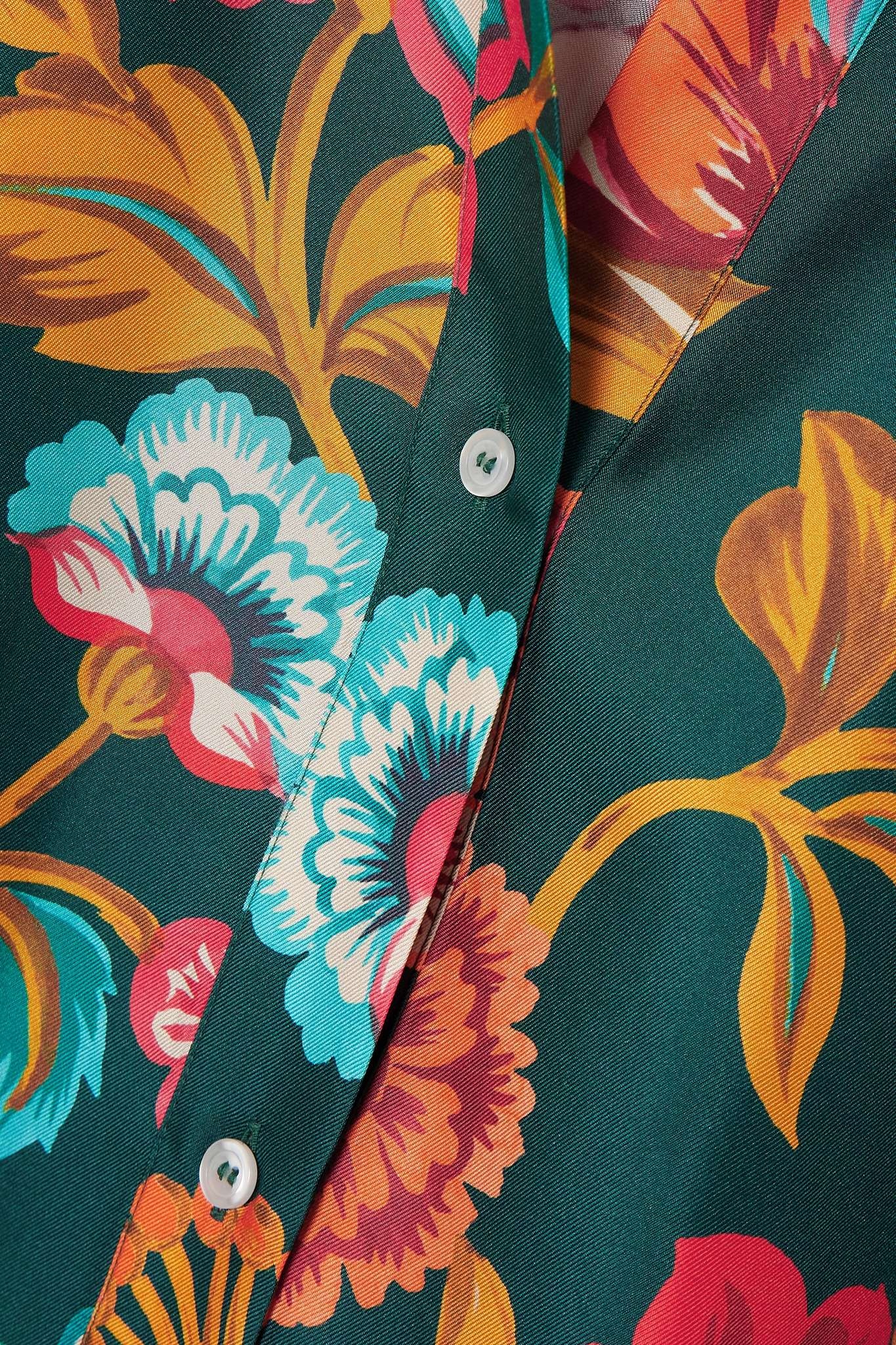 Foulard asymmetric floral-print silk-twill shirt - 4
