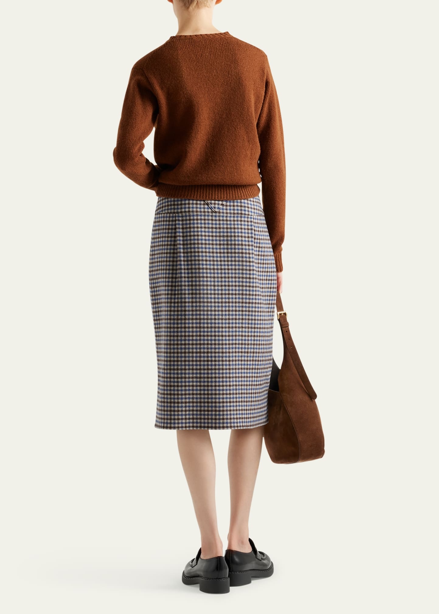 Quadretto Wool Midi Skirt - 3