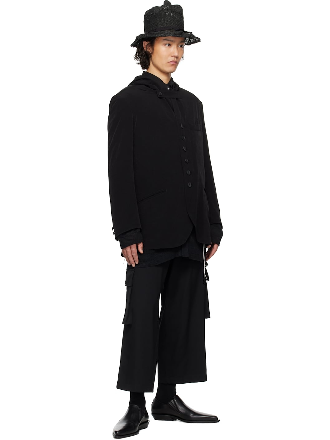 Black Hooded Blazer - 4