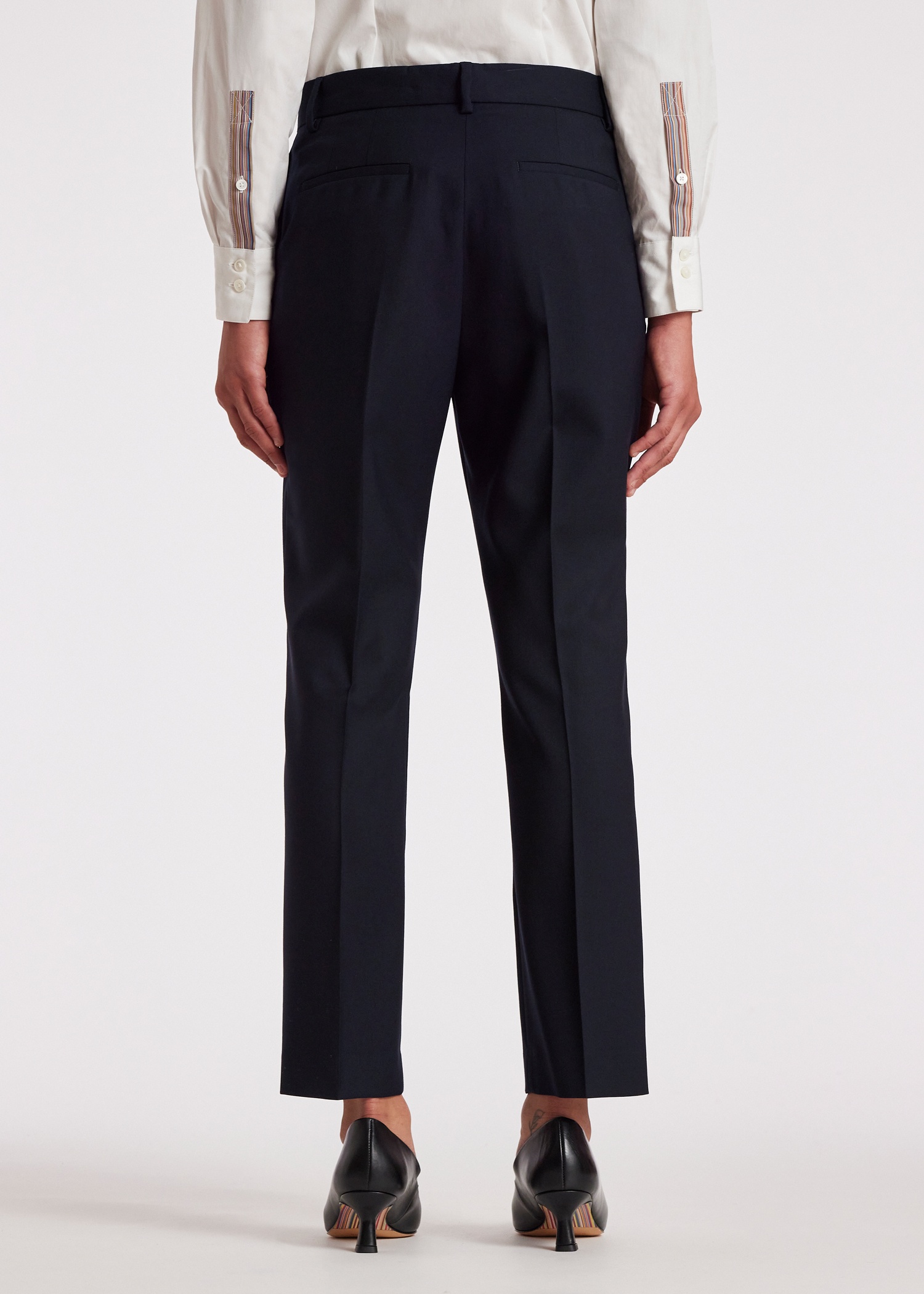 A Suit To Travel In - Women's Navy Slim-Fit Wool Trousers - 3