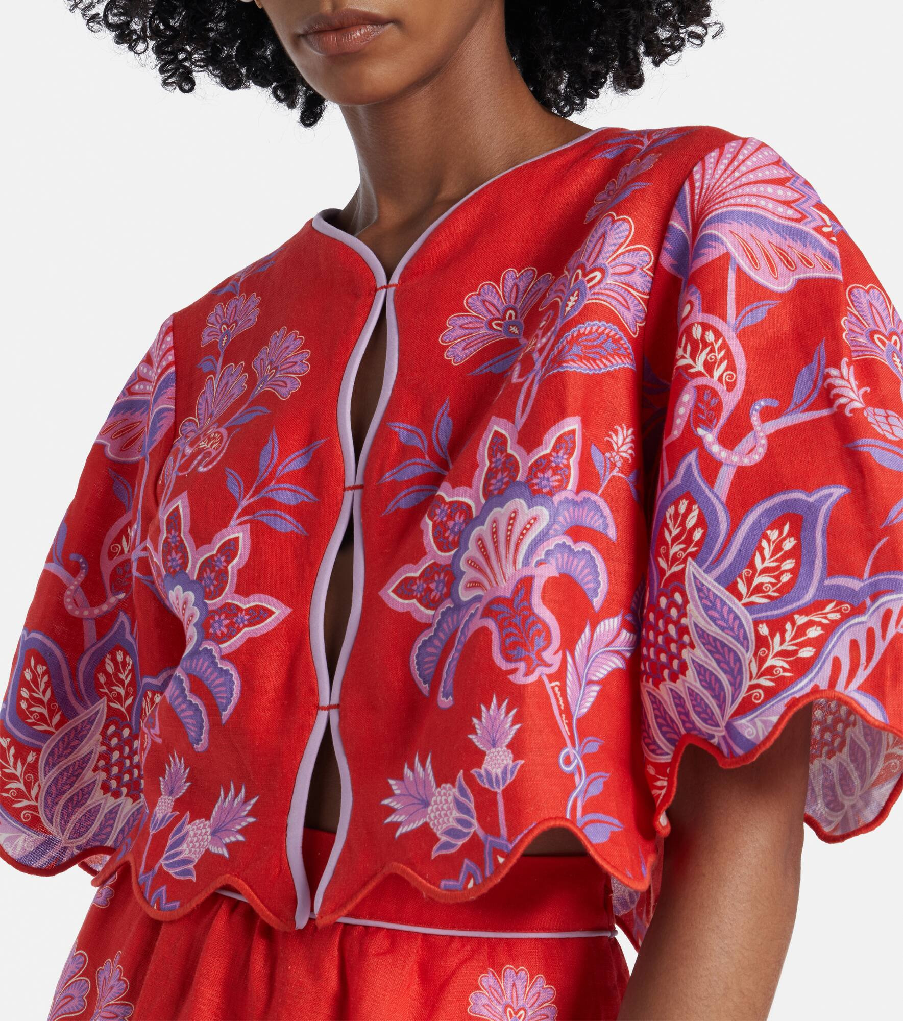 Porcelain Garden floral linen blouse - 5