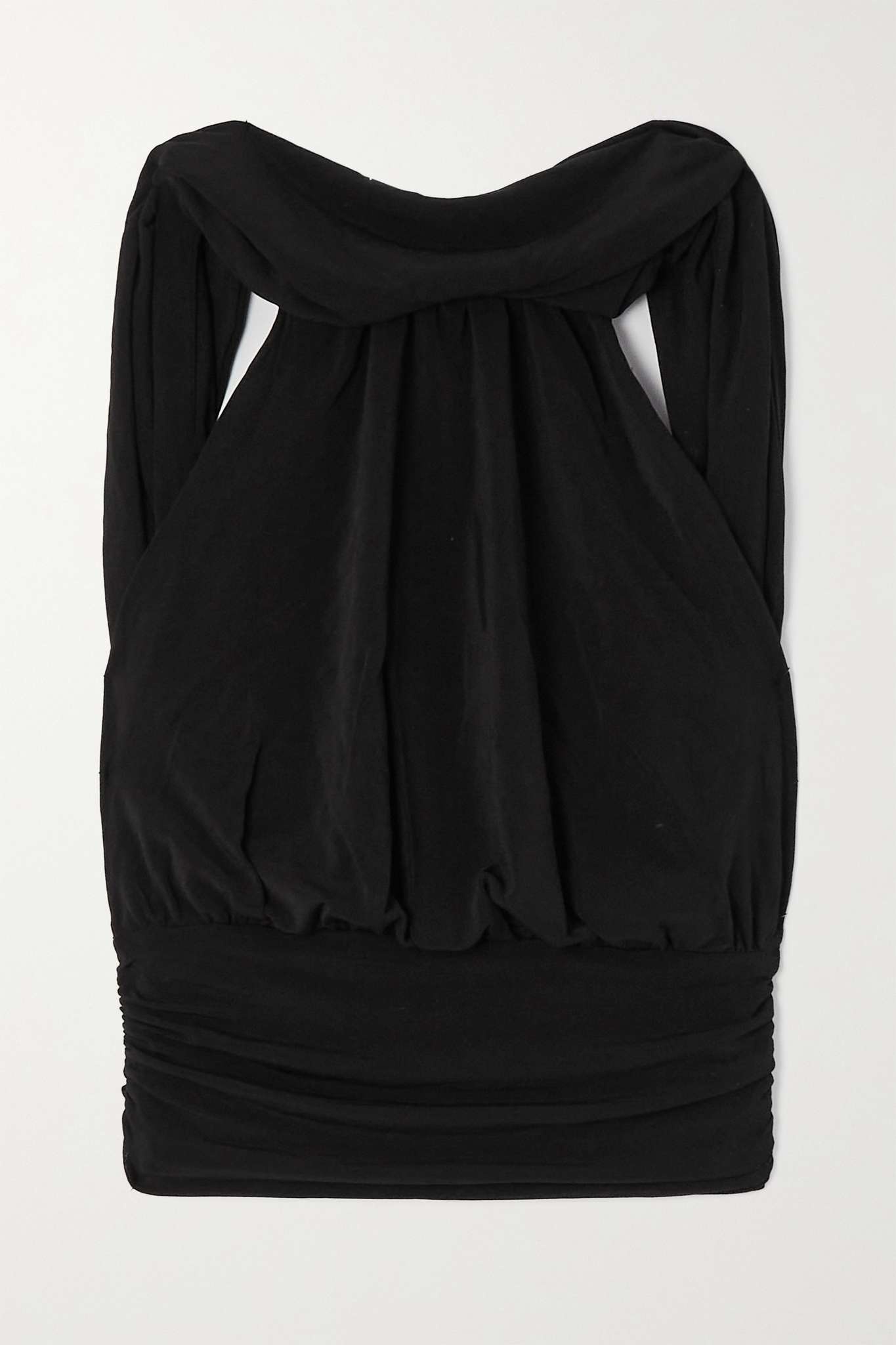 Open-back cropped draped stretch-jersey top - 1