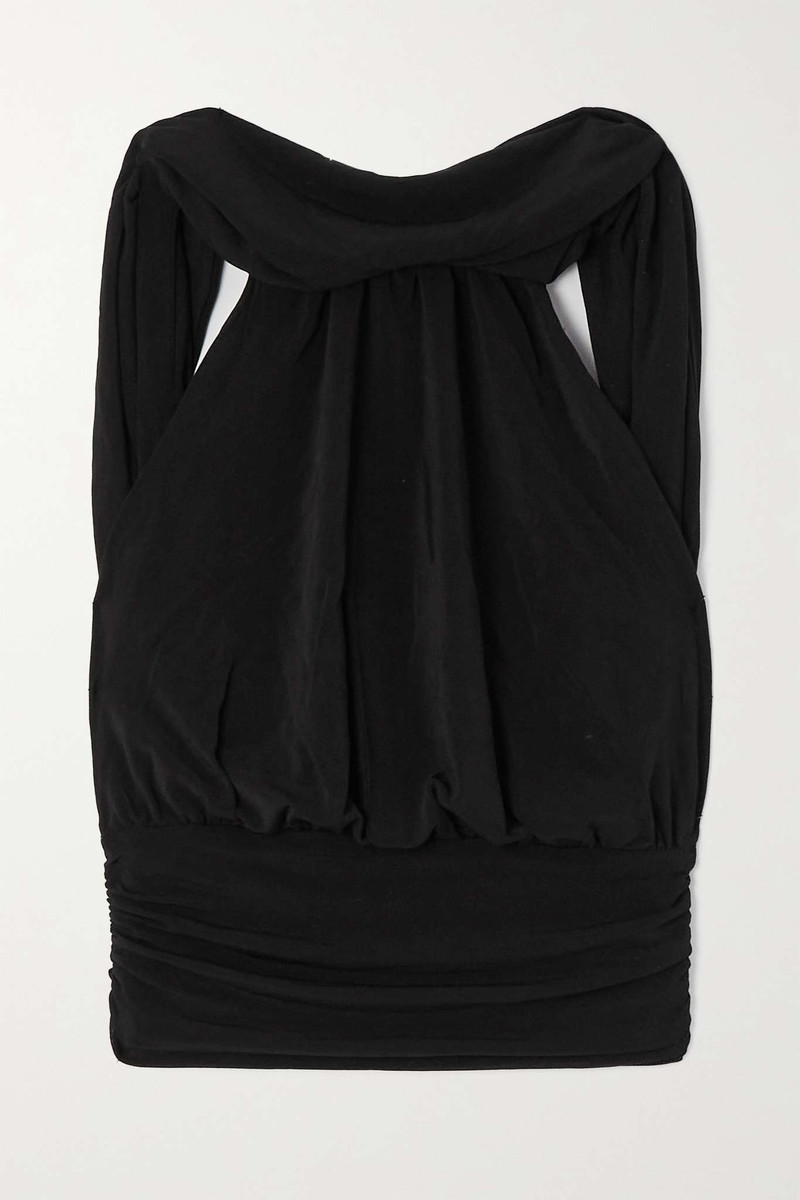 Open-back cropped draped stretch-jersey top - 1