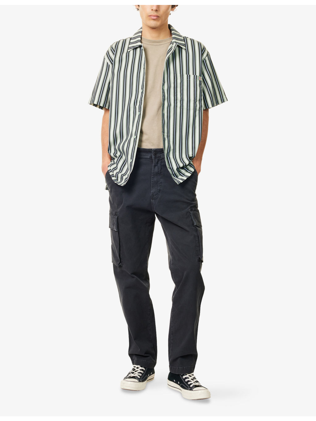 Dillon patch-pocket straight-leg mid-rise stretch-cotton trousers - 2
