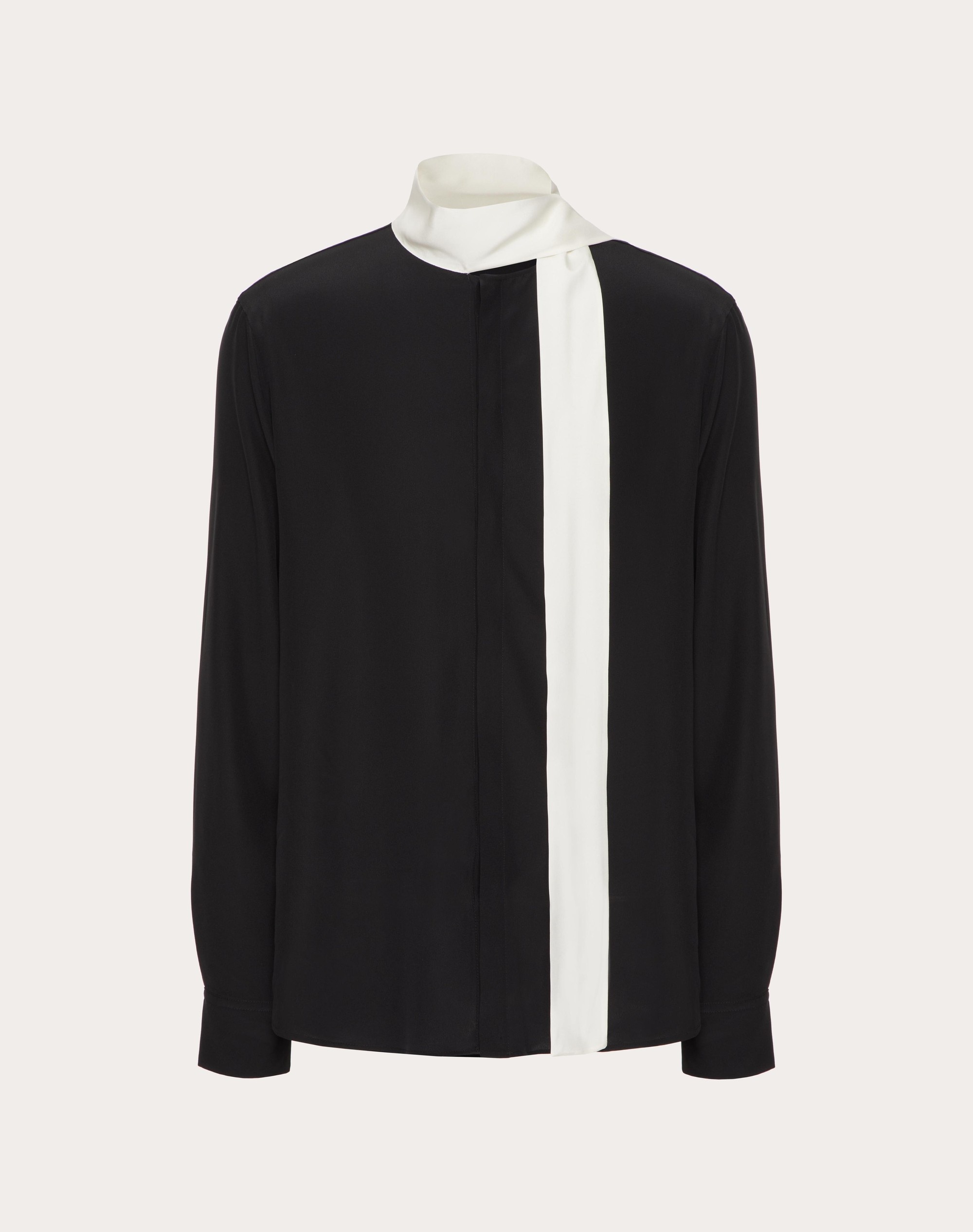 WASHED SILK SHIRT WITH NECK TIE - 1
