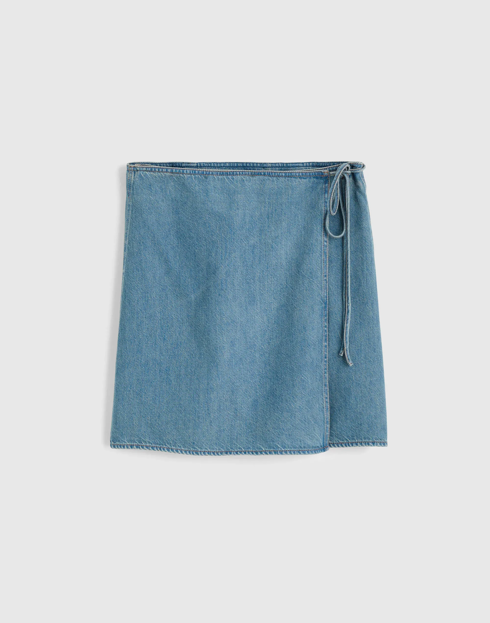 Airy Denim Wrap Mini Skirt - 1