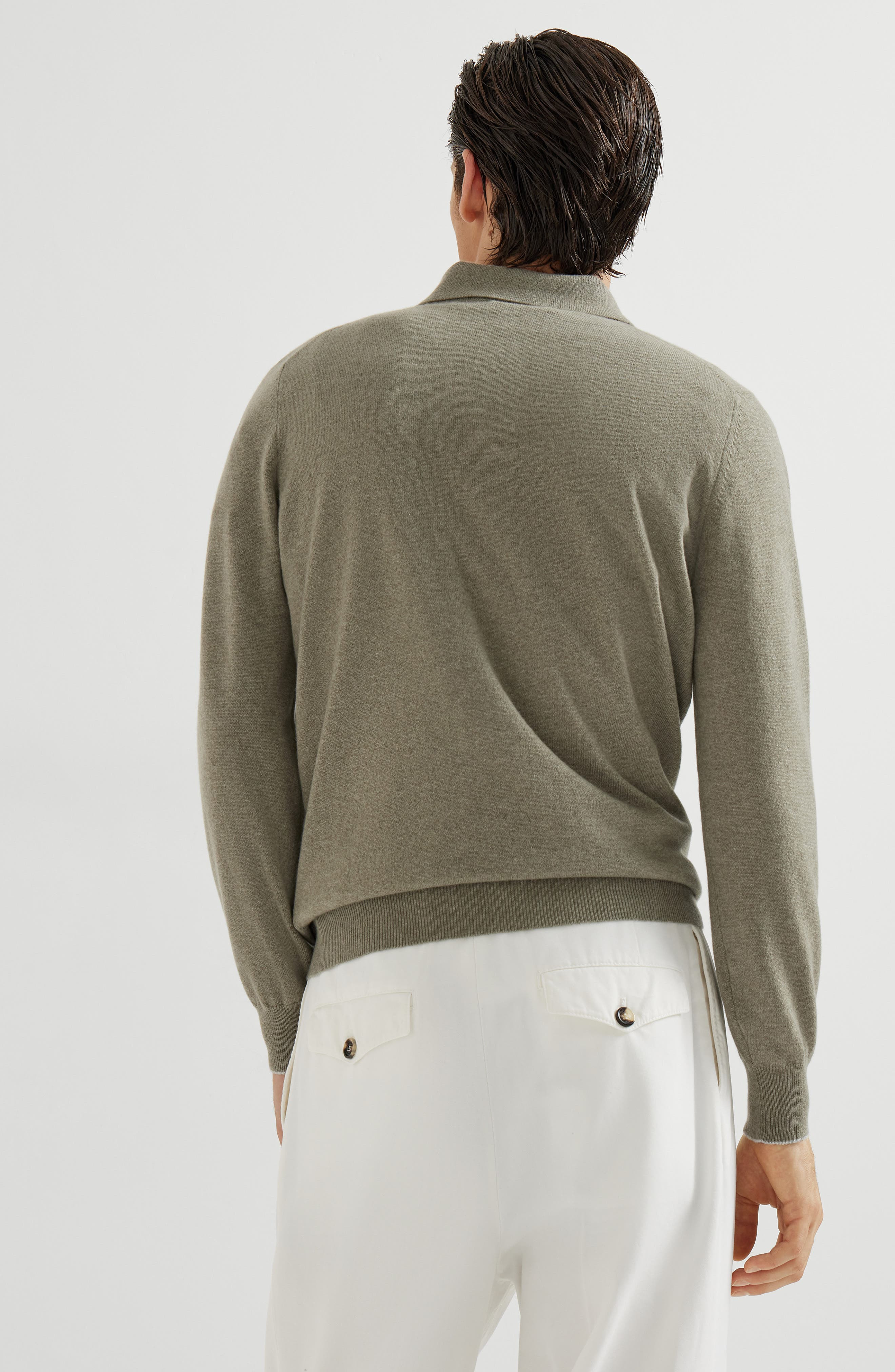 Brunello Cucinelli Polo-style sweater in Olive at Nordstrom - 3