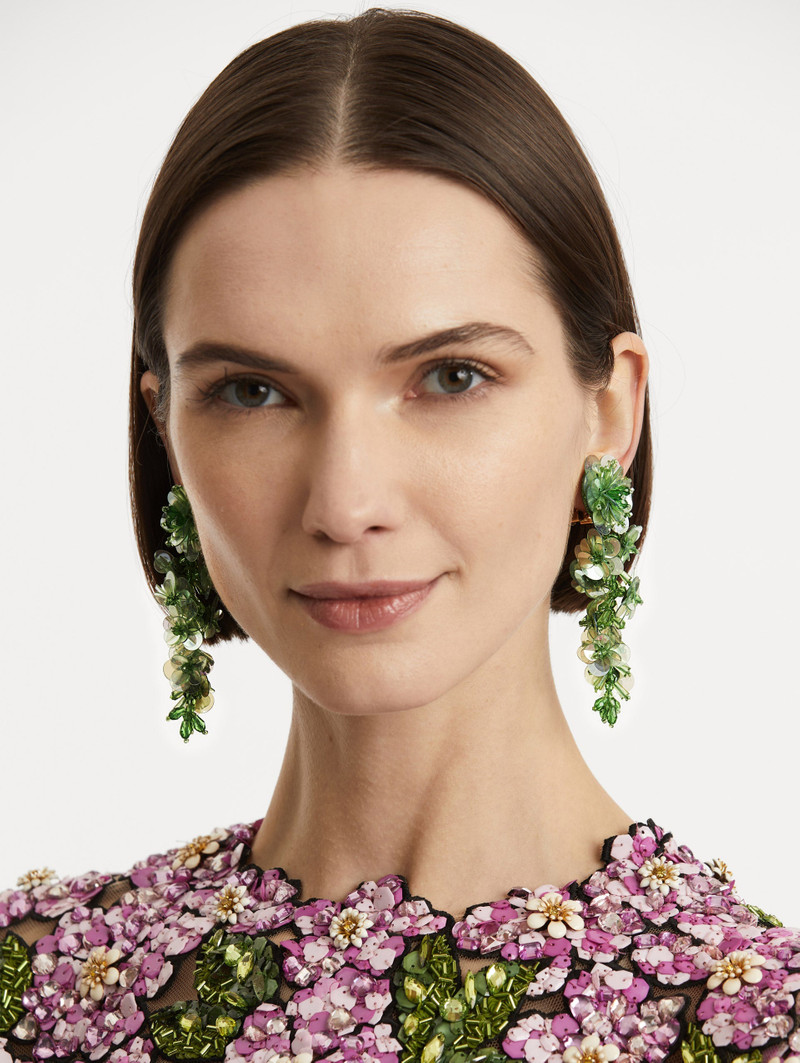 Oscar de la Renta SEQUIN FLOWER CLIP-ON EARRINGS outlook