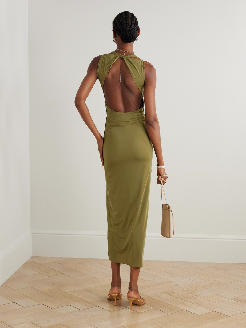 SIR. Cascina Open-back Gathered Stretch-jersey Midi Dress outlook