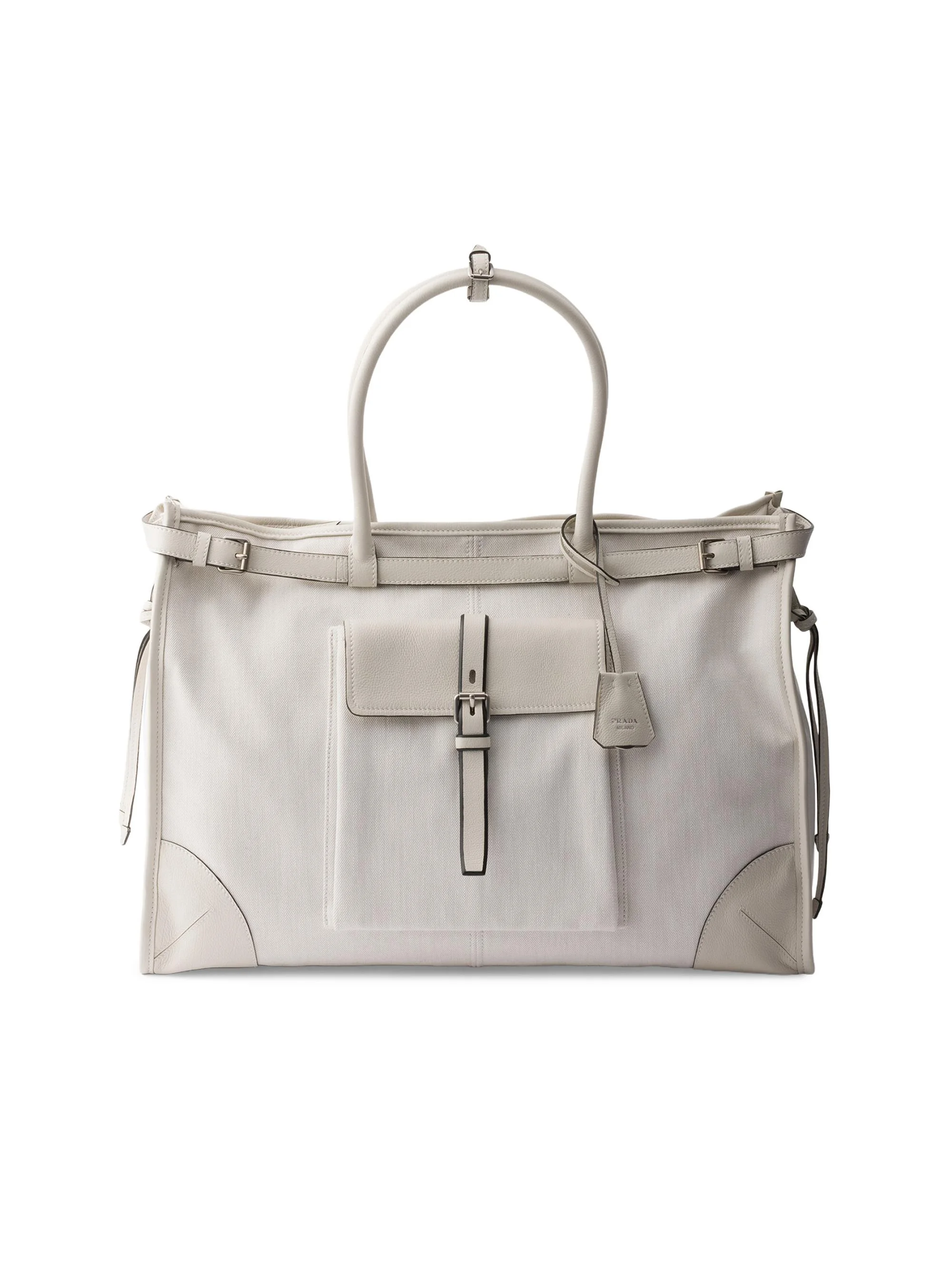 Men's Bonnie Denim and Leather Tote Bag - White - 1