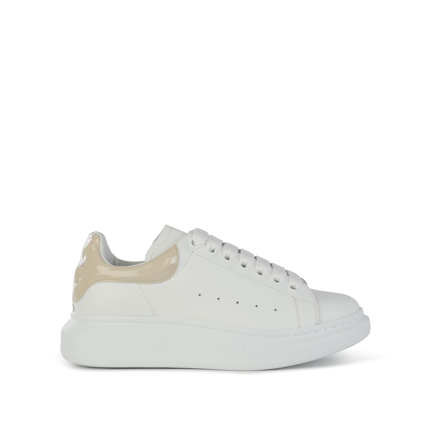 Alexander McQueen WHITE AND BEIGE LEATHER OVERSIZED SNEAKERS palazzobellies REVERSIBLE