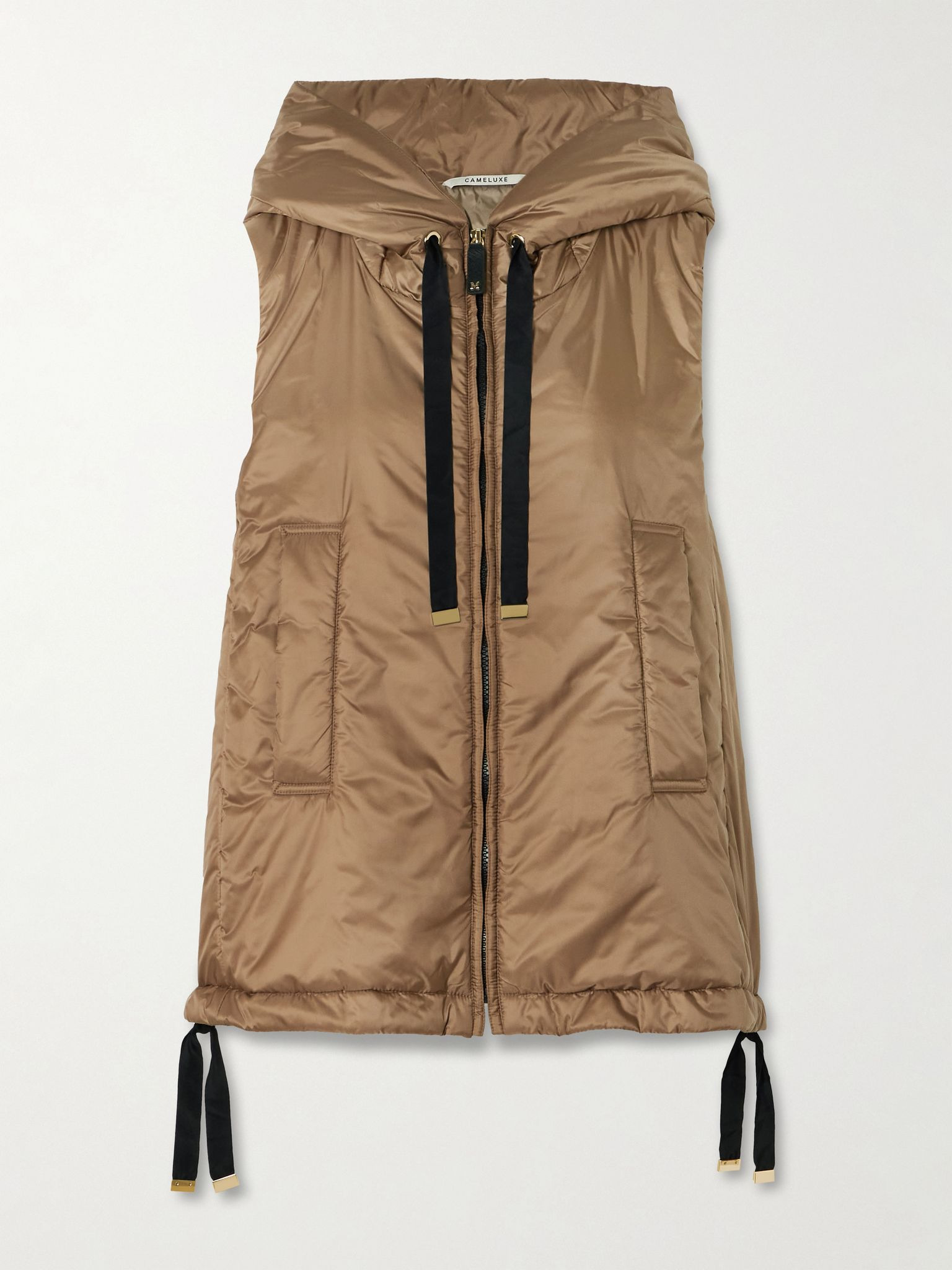 The Cube hooded padded shell vest Brown - 1