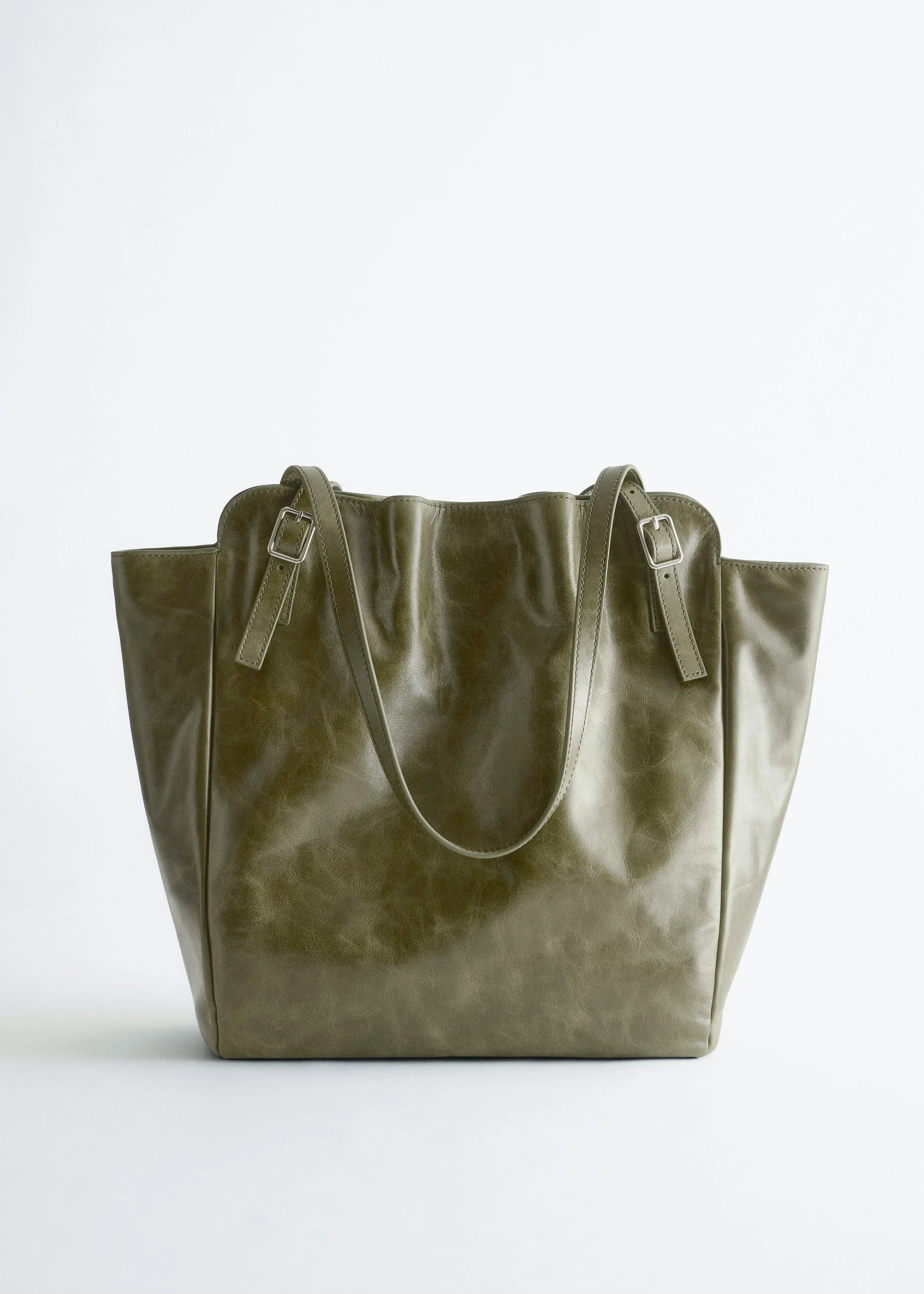 Buckle-Strap Leather Tote - 1