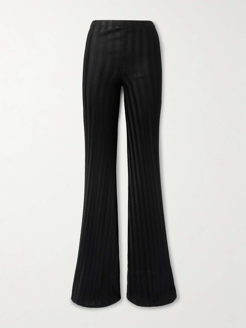 Striped herringbone jersey flared pants Black 1
