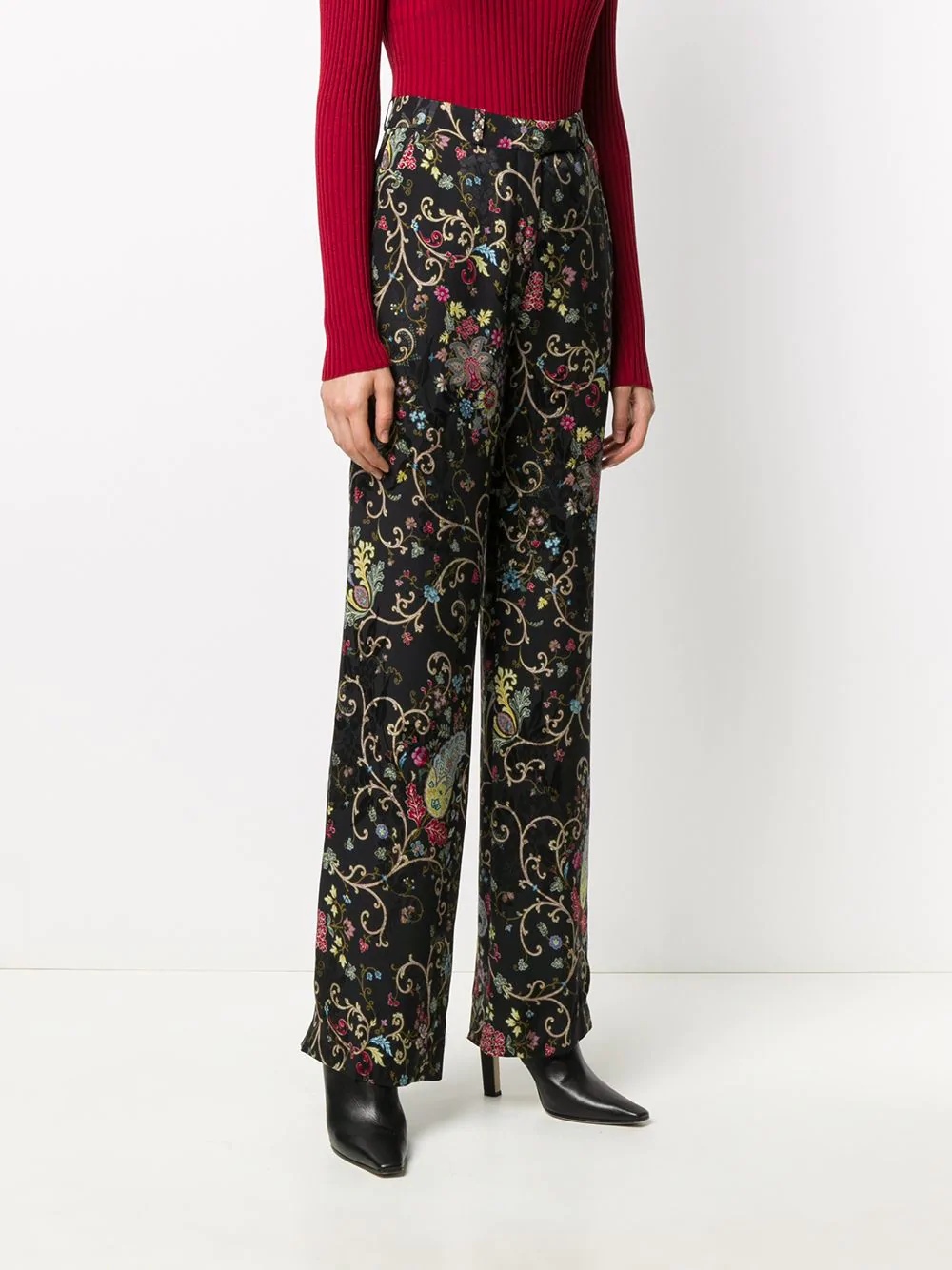 floral-print high-waist trousers - 3