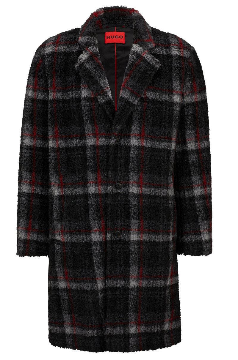 REGULAR-FIT COAT IN CHECKED TEDDY FABRIC 1