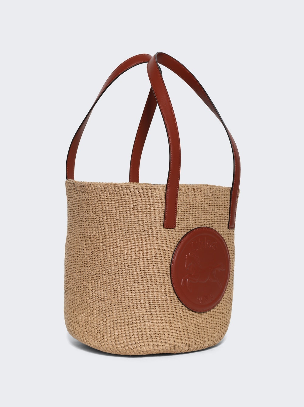 Large Horse Medal Basket Bag Sepia Brown - 4