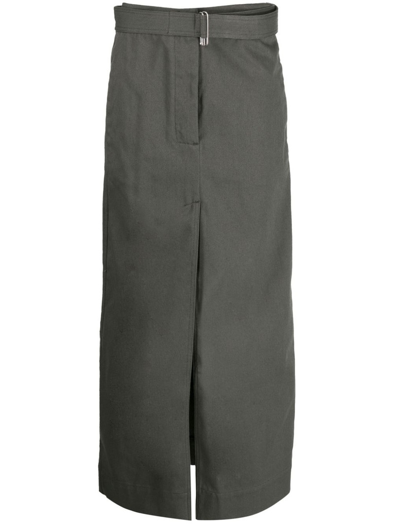 belted cotton straight skirt 1