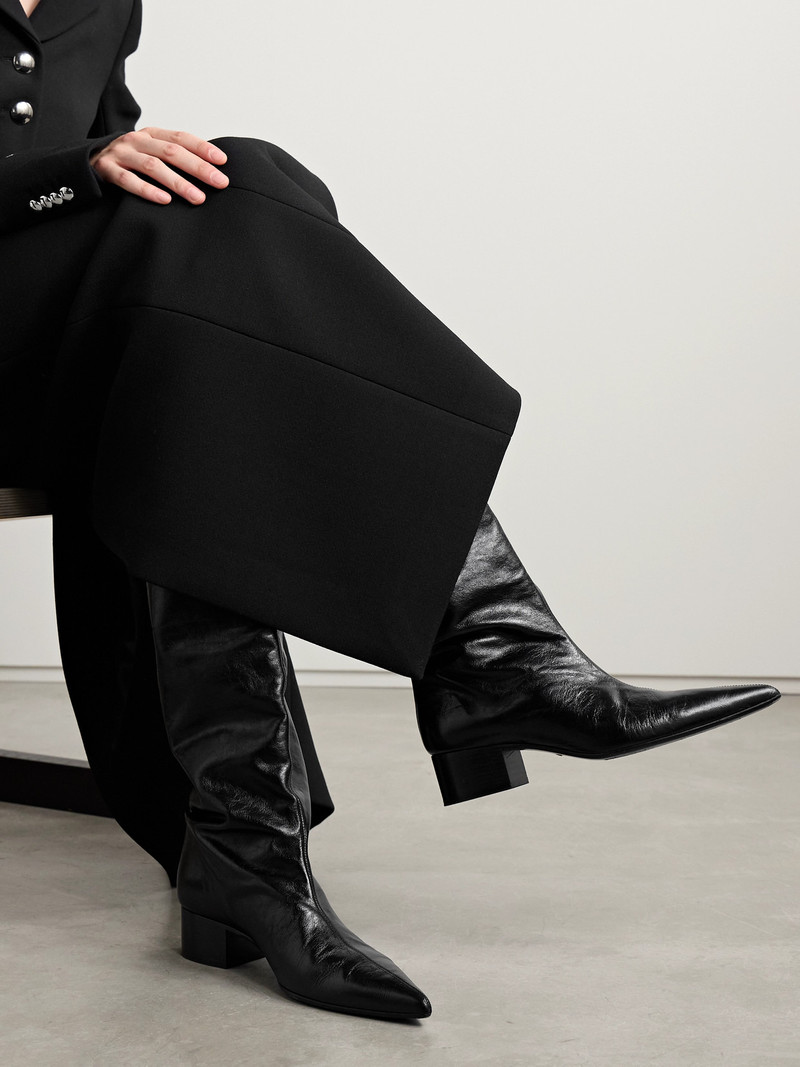 KHAITE Andee Crinkled-leather Knee Boots outlook