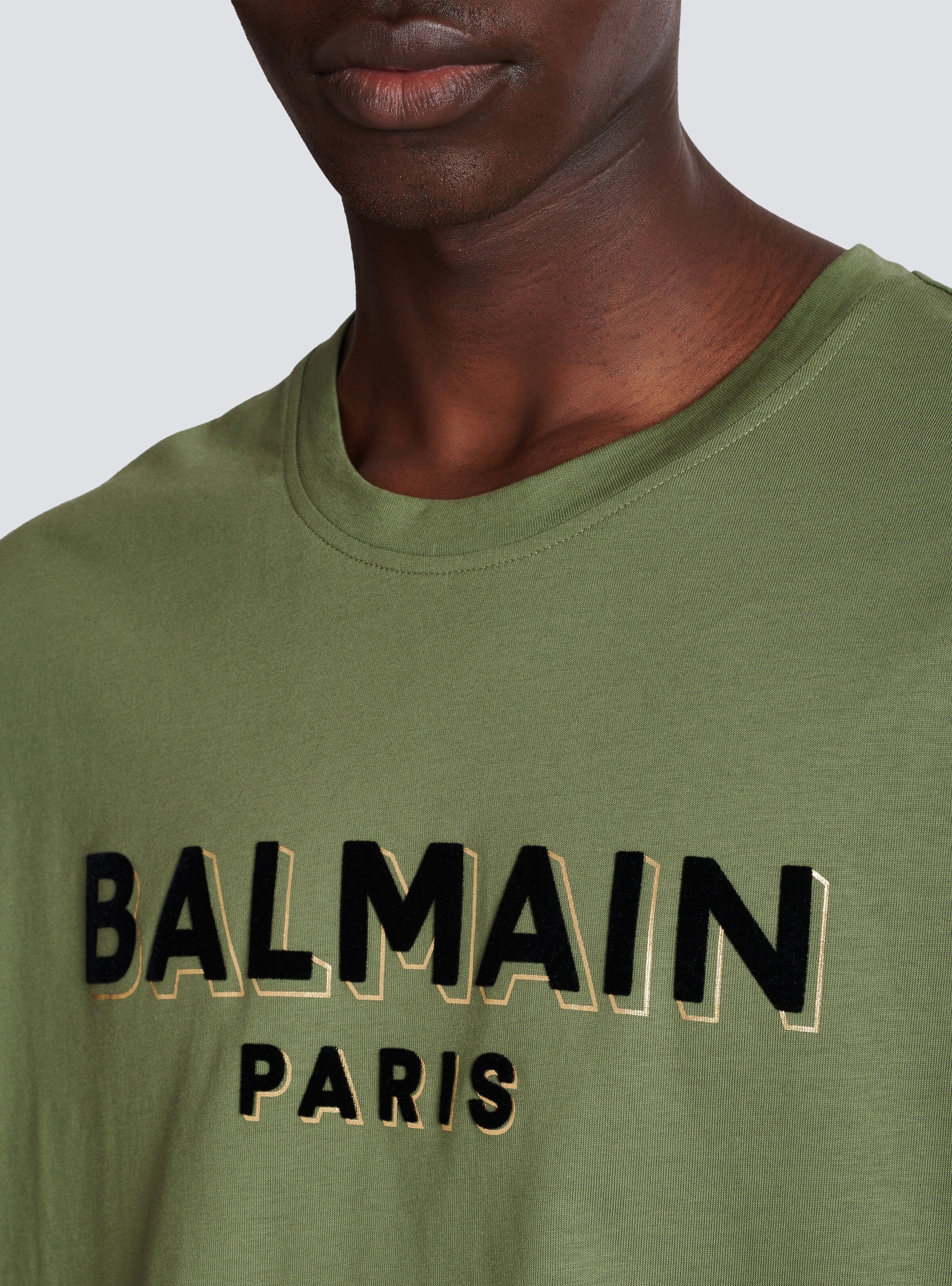 T-shirt with flocked Balmain Paris logo - 8