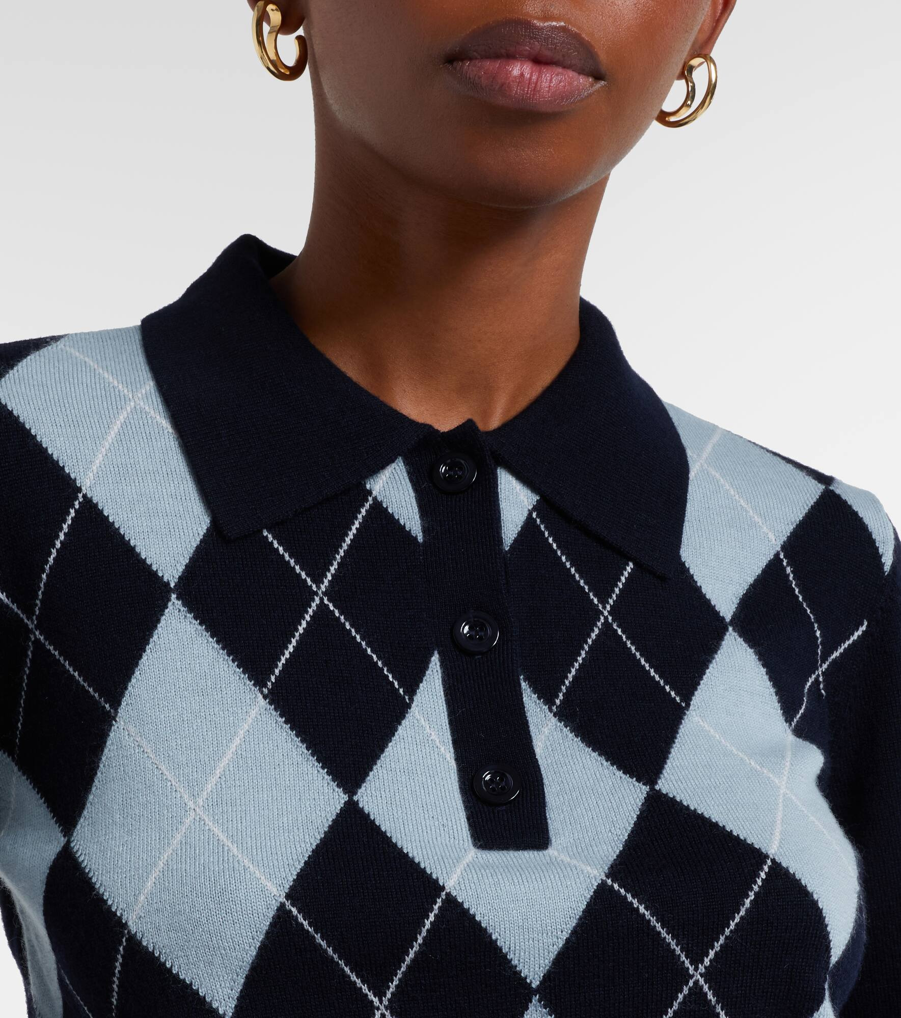 Argyle wool-blend polo sweater - 4