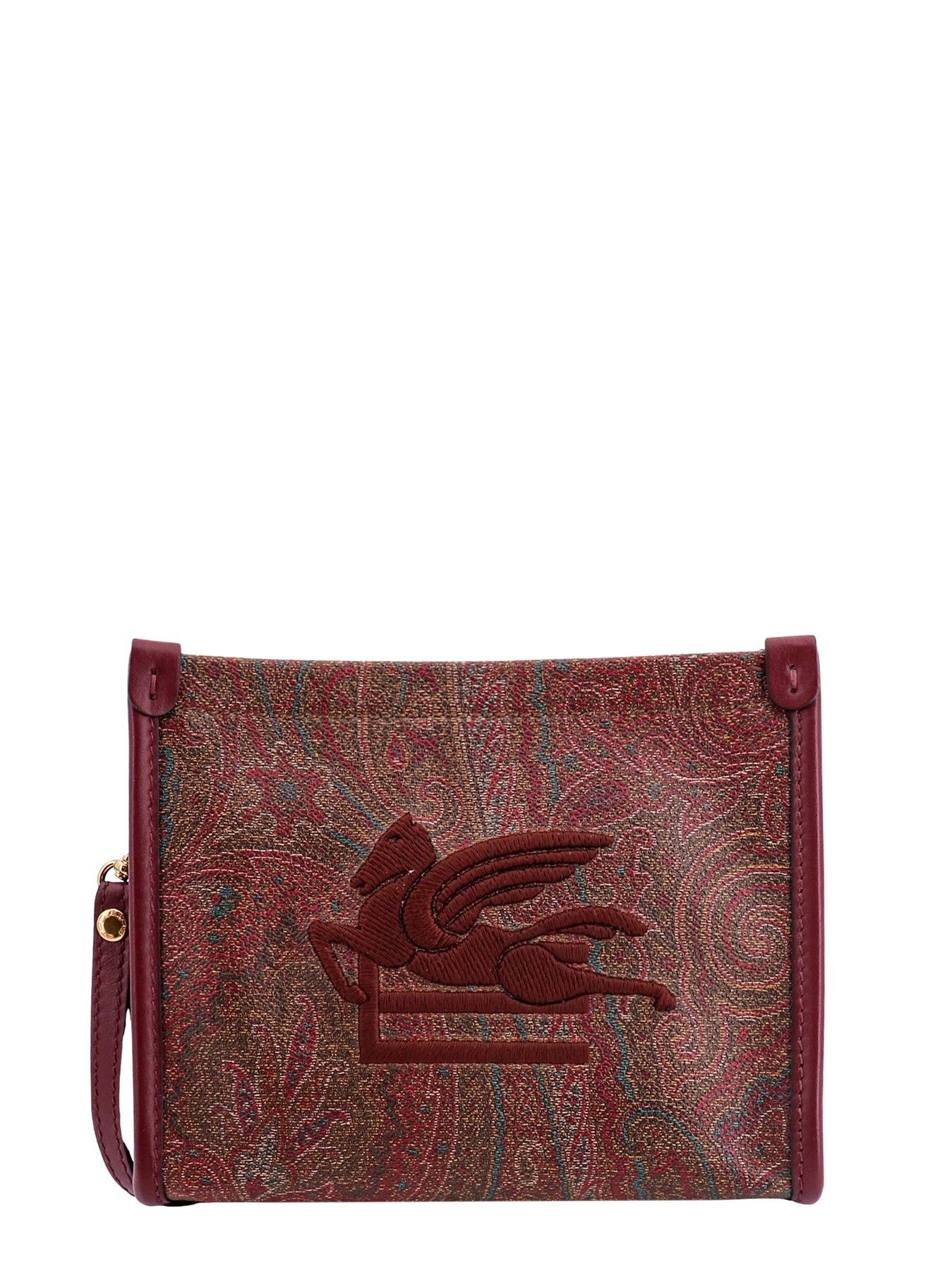 Paisley fabric pouch with embroidered Etro Pegaso logo - 1
