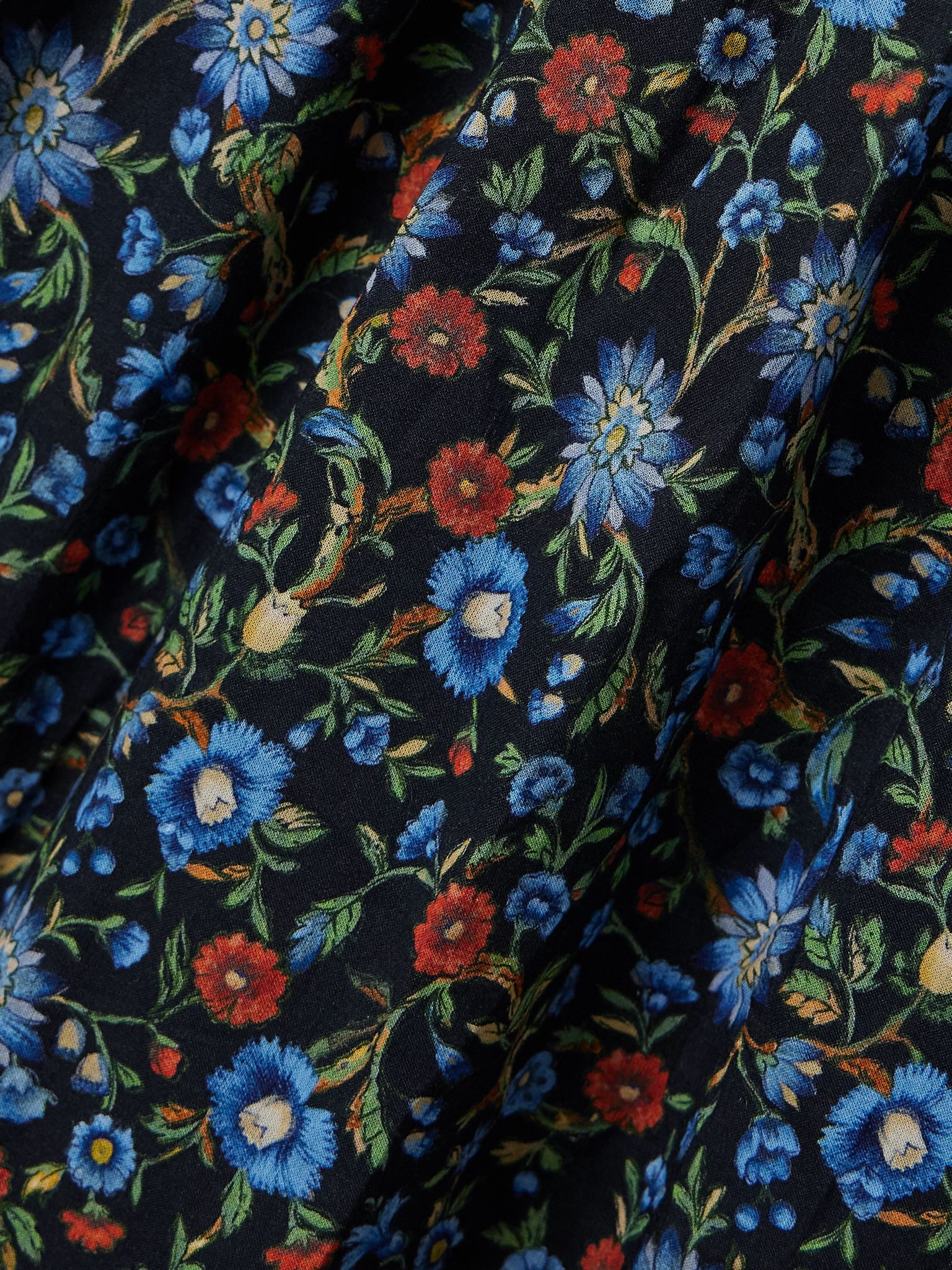Bijou shirred floral-print organic cotton-voile midi dress Multi - 4