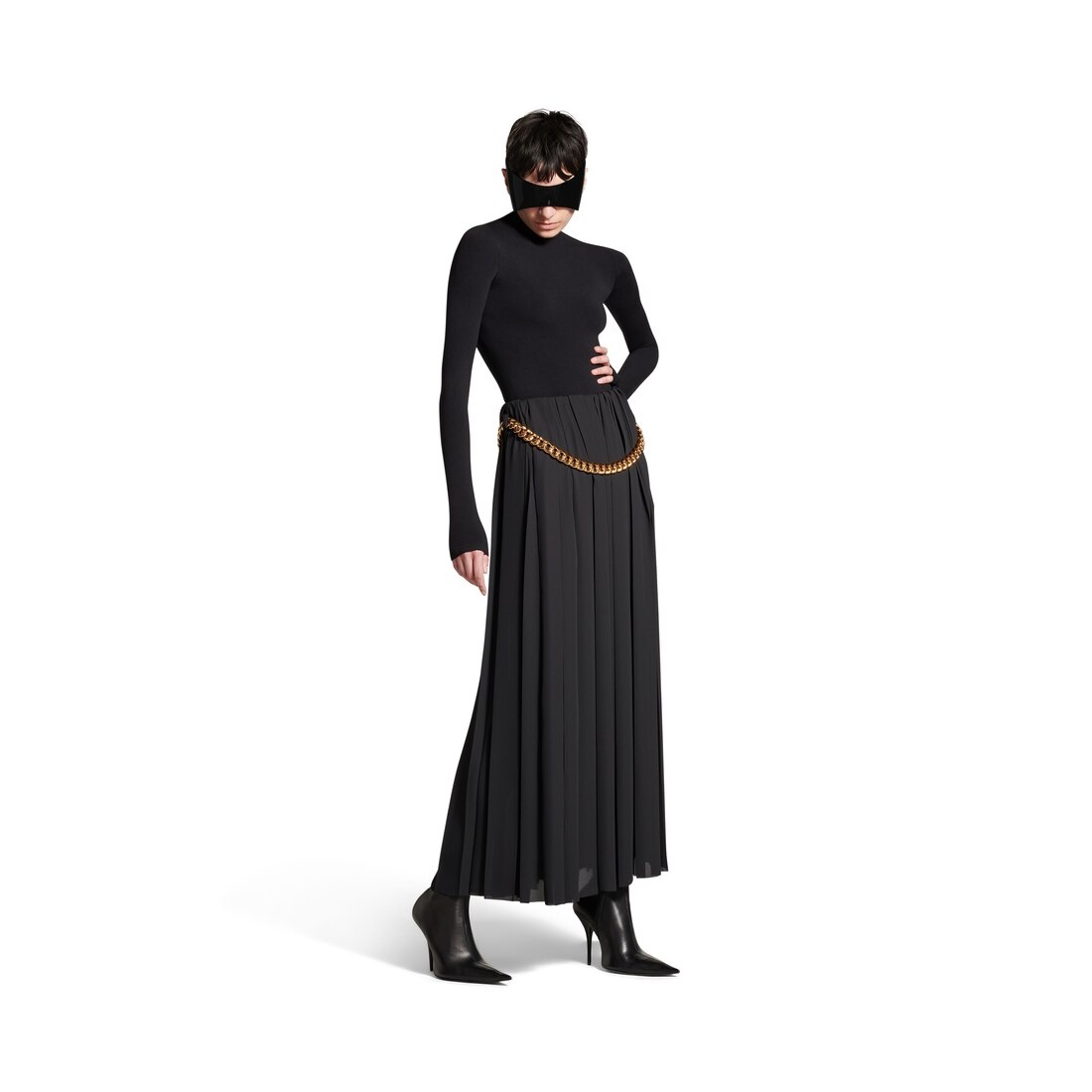 BALENCIAGA Women's Pleated Skirt in Black | REVERSIBLE