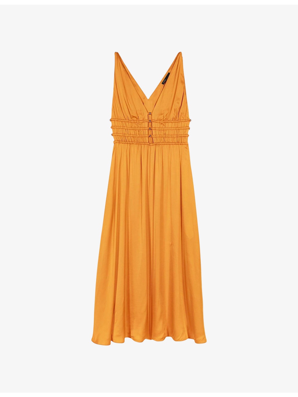 V-Neck Button-Waist Sleeveless Woven Midi Dress - 1