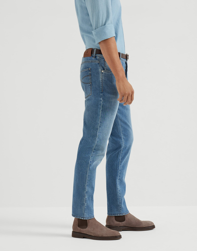 Brunello Cucinelli Comfort denim slim fit five-pocket trousers outlook