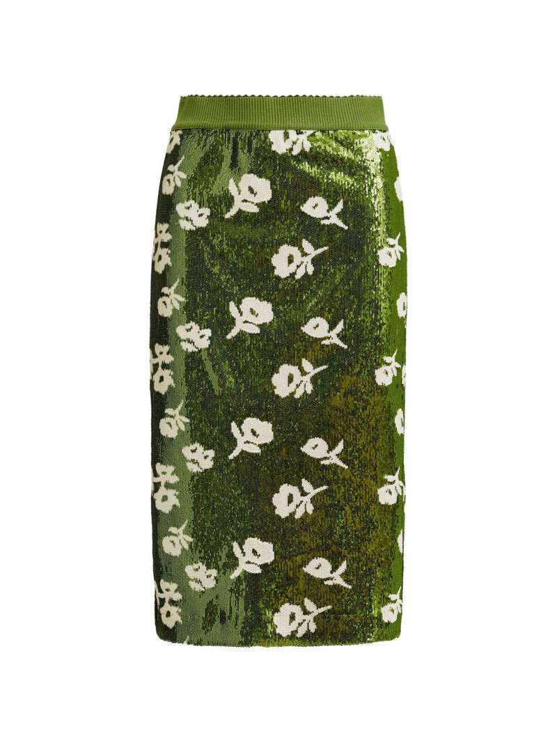 sequin-embellished floral-detail midi skirt 1